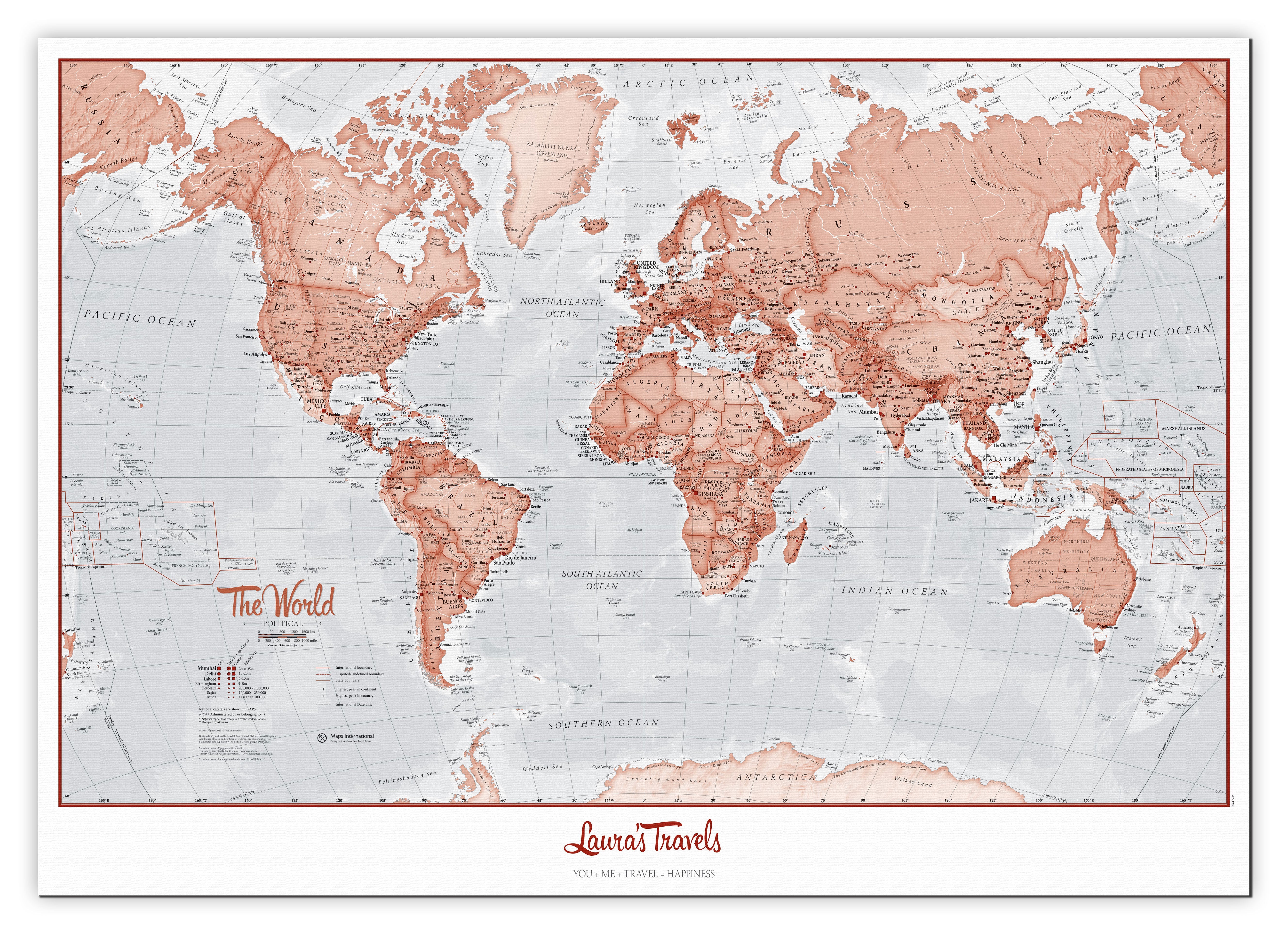 PS00271_H_CANVA - Personalised World Is Art - Wall Map Red