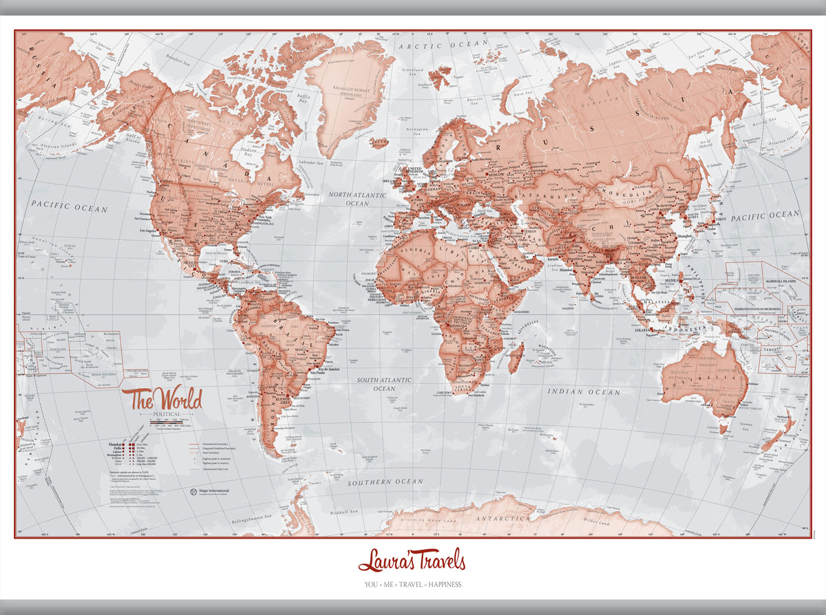 PS00271_M_LAMHB - Personalised World Is Art - Wall Map Red