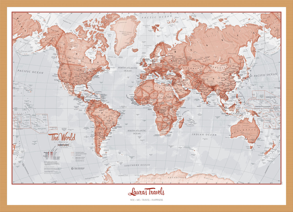 PS00271_M_BWOAK - Personalised World Is Art - Wall Map Red