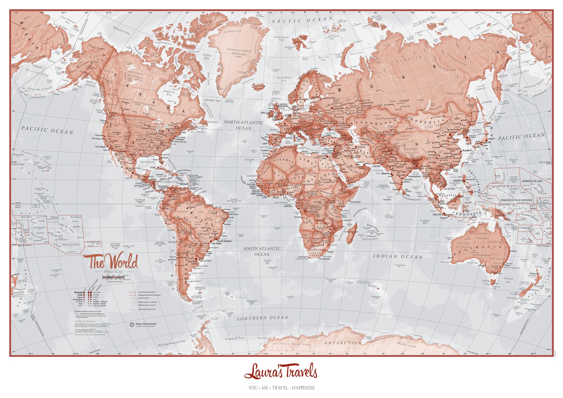 PS00271_S_PAPER - Personalised World Is Art - Wall Map Red