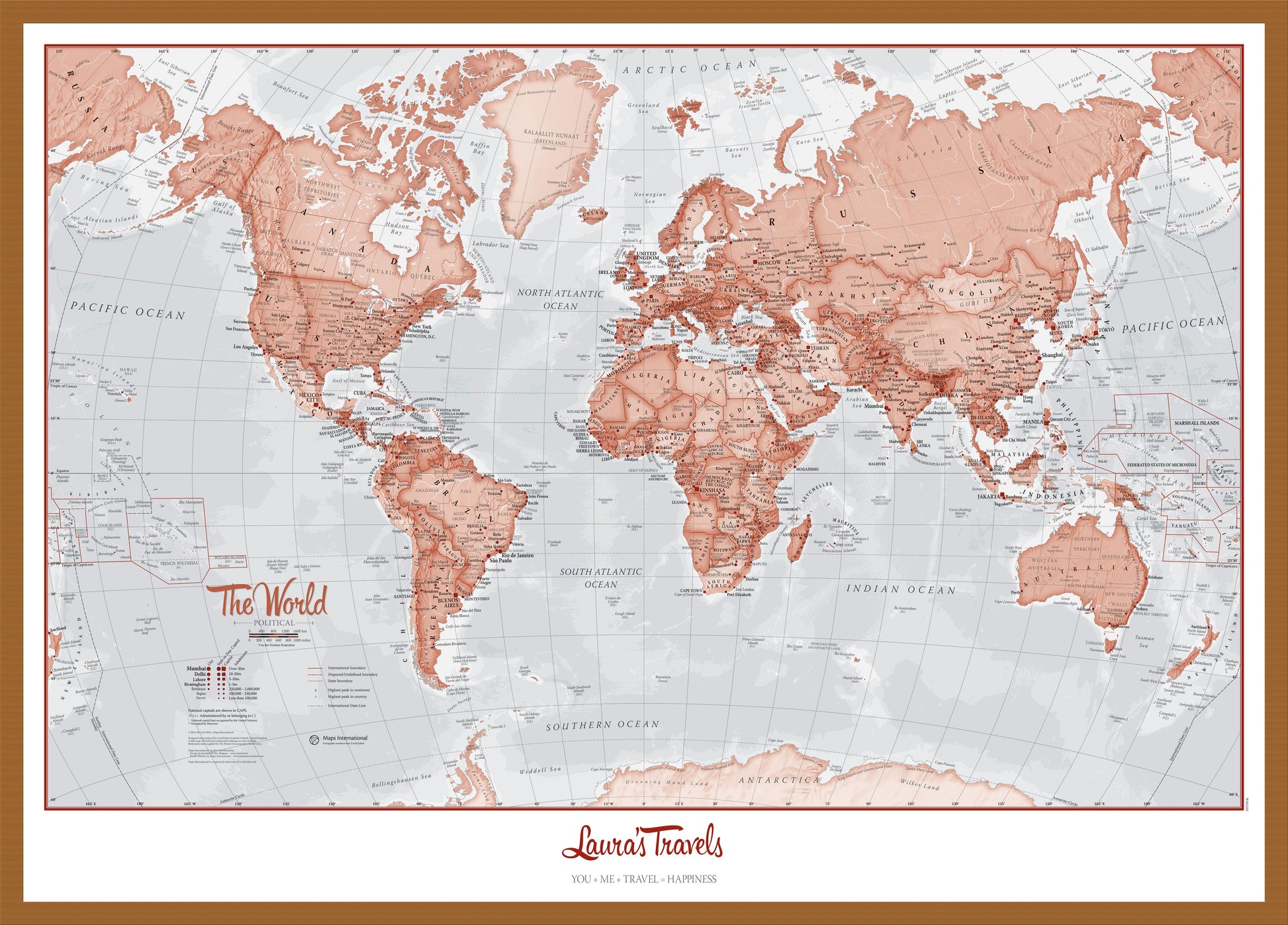 PS00271_L_WDTEA - Personalised World Is Art - Wall Map Red