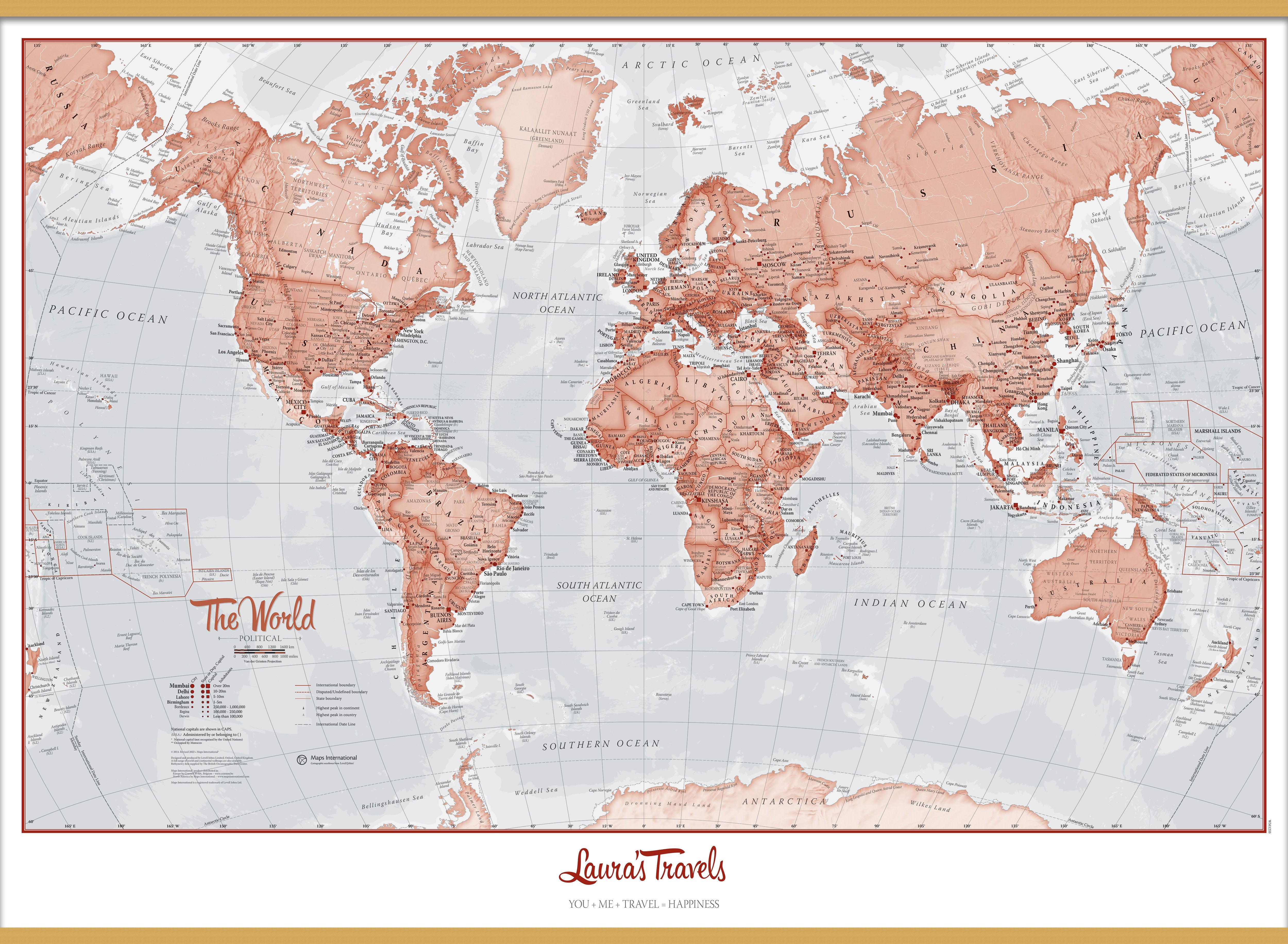 PS00271_S_LWDHB - Personalised World Is Art - Wall Map Red