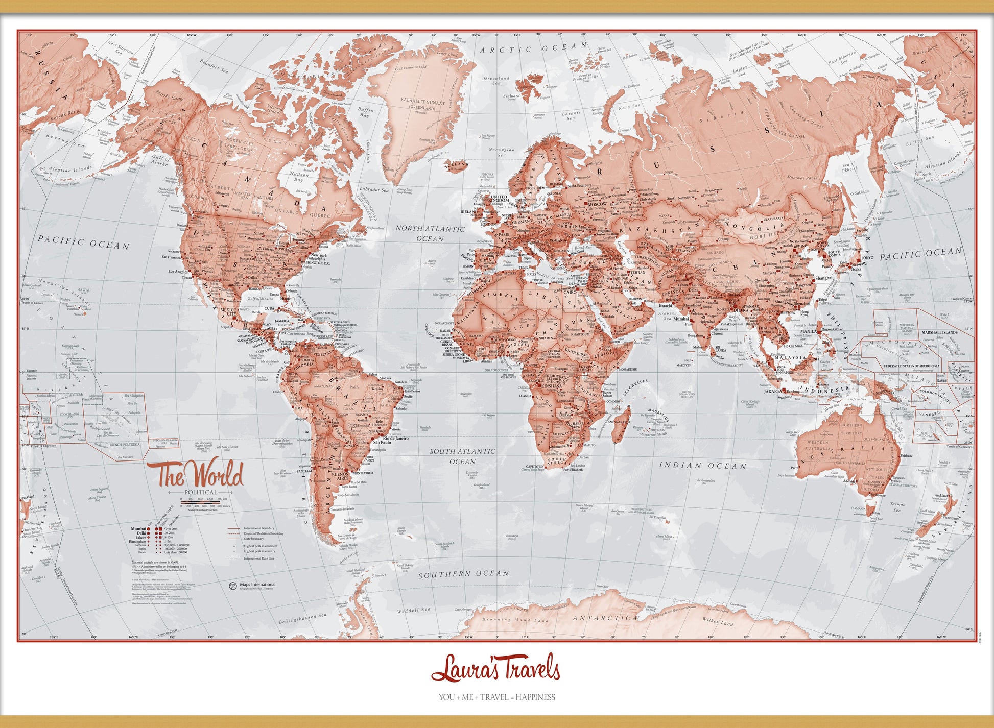 PS00271_S_LWDHB - Personalised World Is Art - Wall Map Red