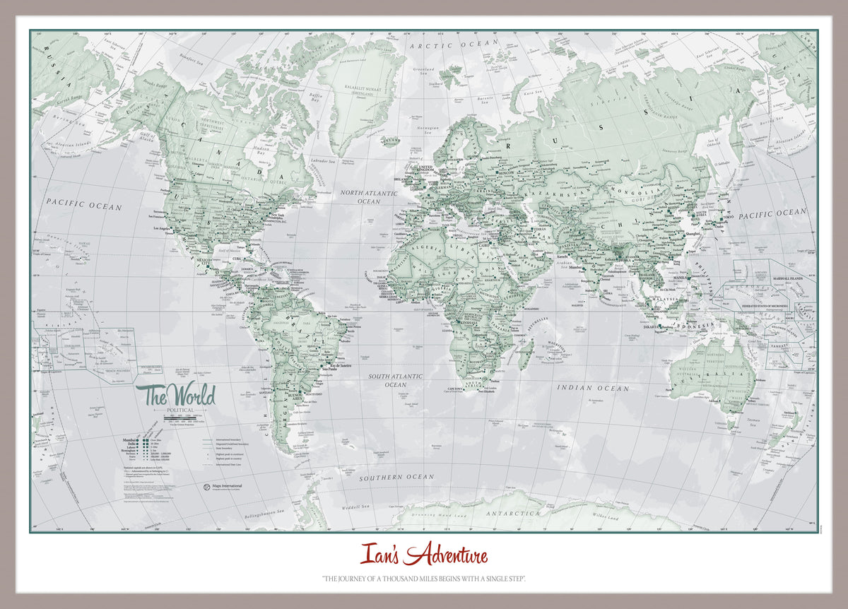 PS01227_S_MGFAL - Personalised World Is Art - Wall Map Rustic
