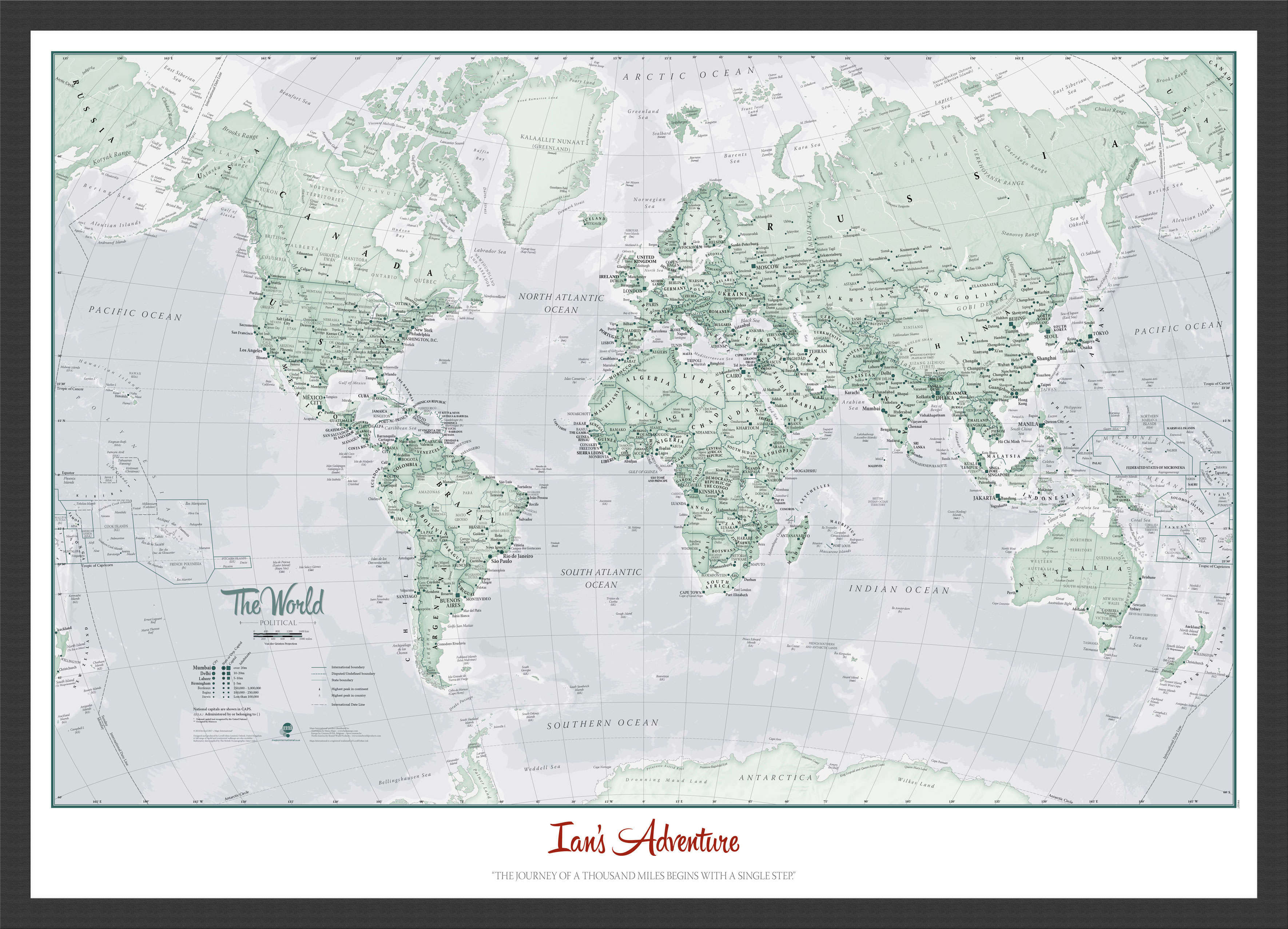 PS01227_S_BWBLA - Personalised World Is Art - Wall Map Rustic