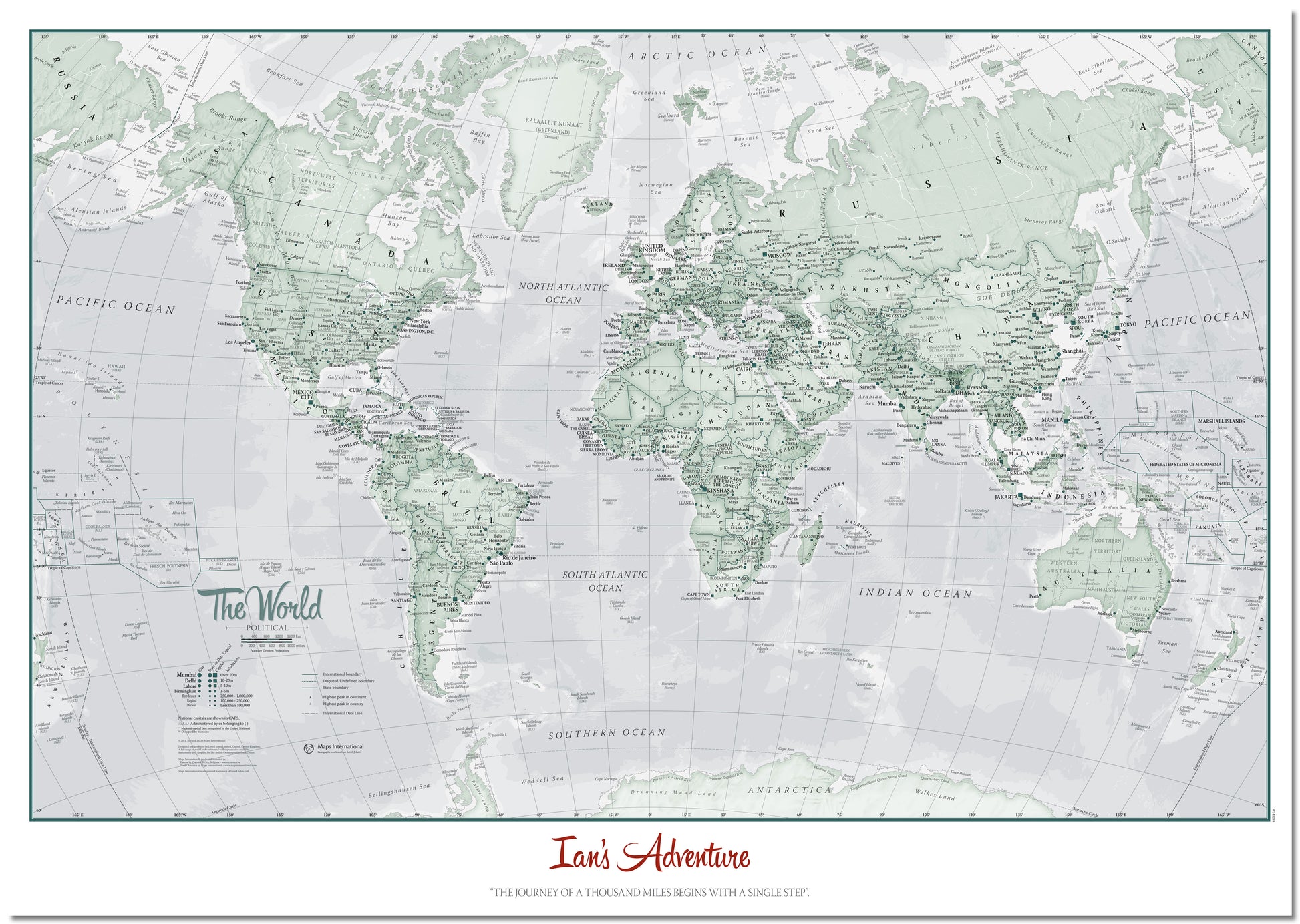 Personalised World Is Art Wall Map Rustic Board Board