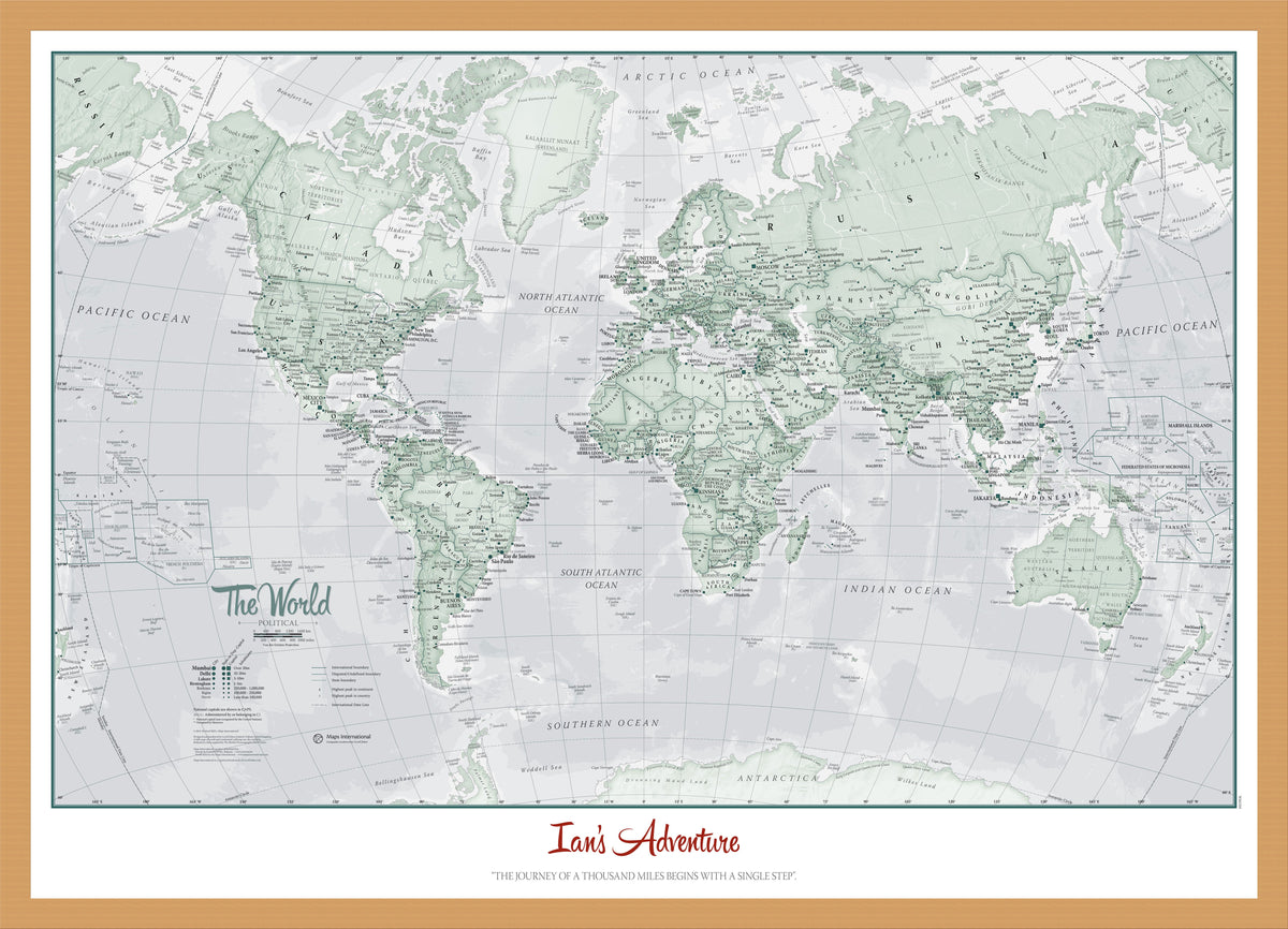 PS01227_S_WDOAK - Personalised World Is Art - Wall Map Rustic