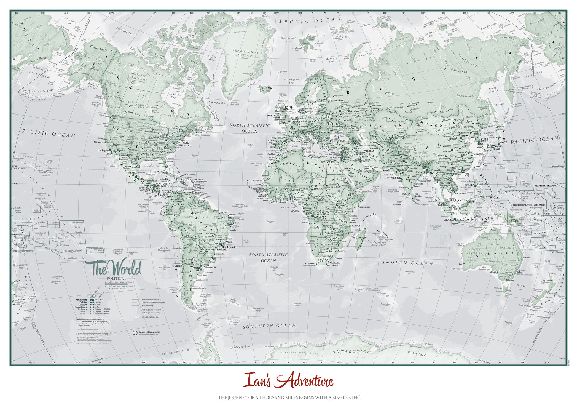 Personalised World Is Art Wall Map Rustic