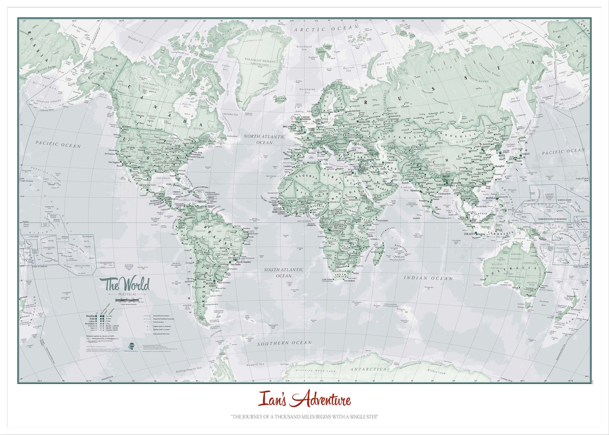 PS01227_L_LBWWH - Personalised World Is Art - Wall Map Rustic