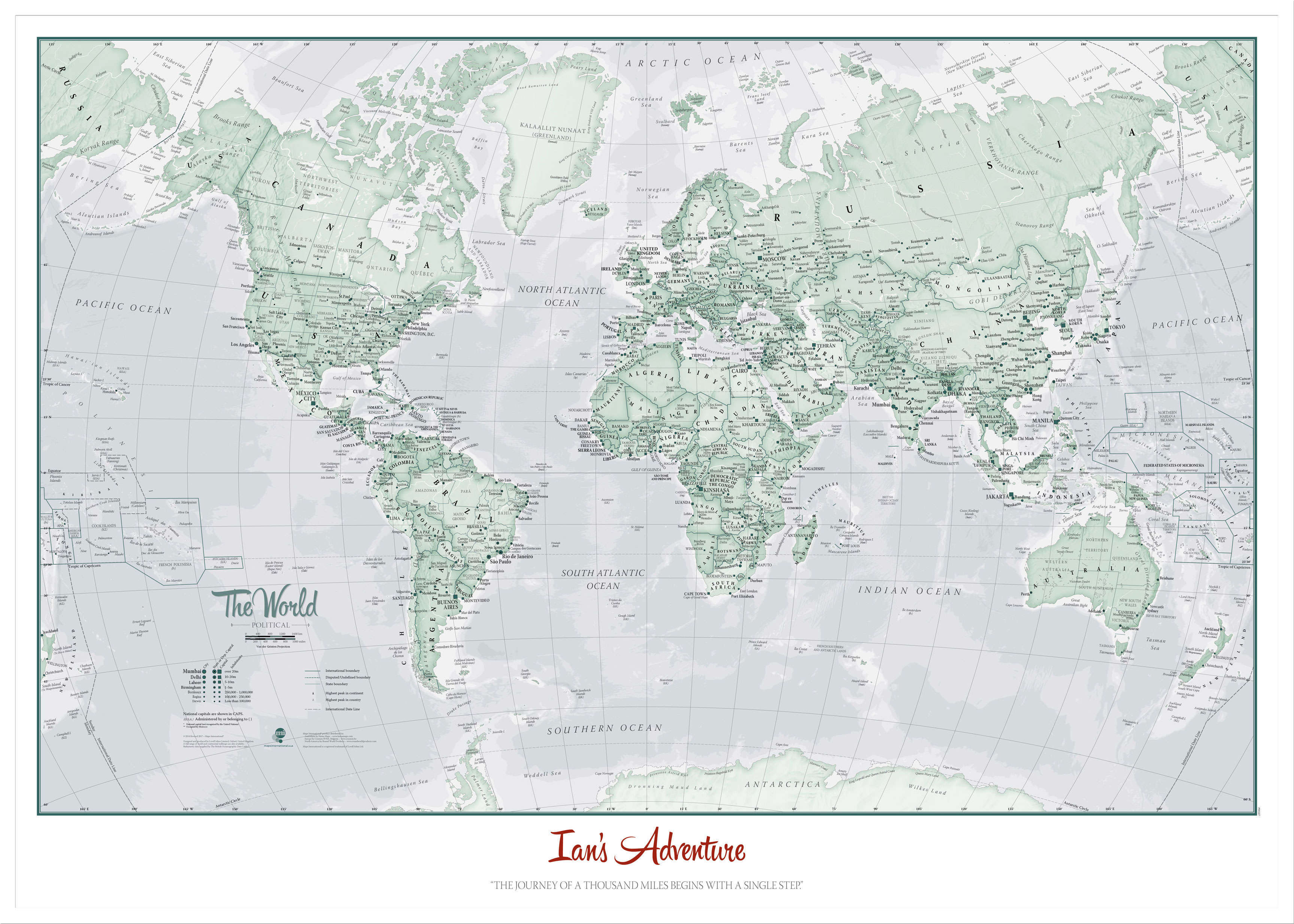 PS01227_L_LBWWH - Personalised World Is Art - Wall Map Rustic