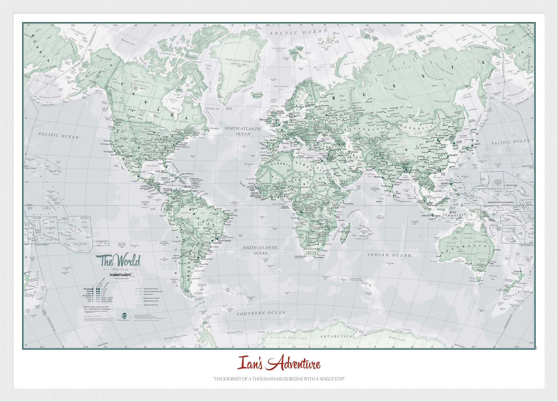 PS01227_M_BWWHI - Personalised World Is Art - Wall Map Rustic