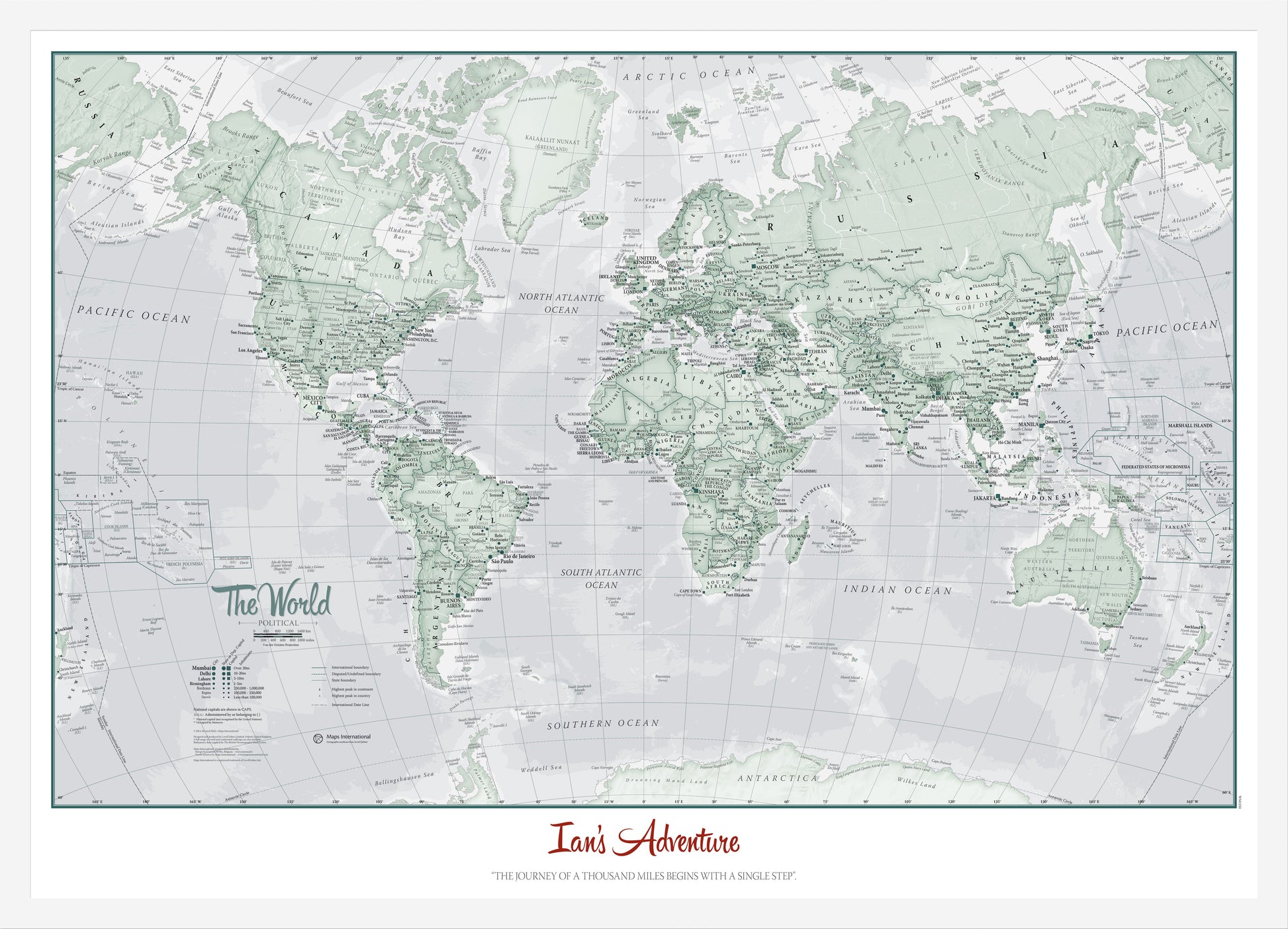 PS01227_M_WDWHI - Personalised World Is Art - Wall Map Rustic