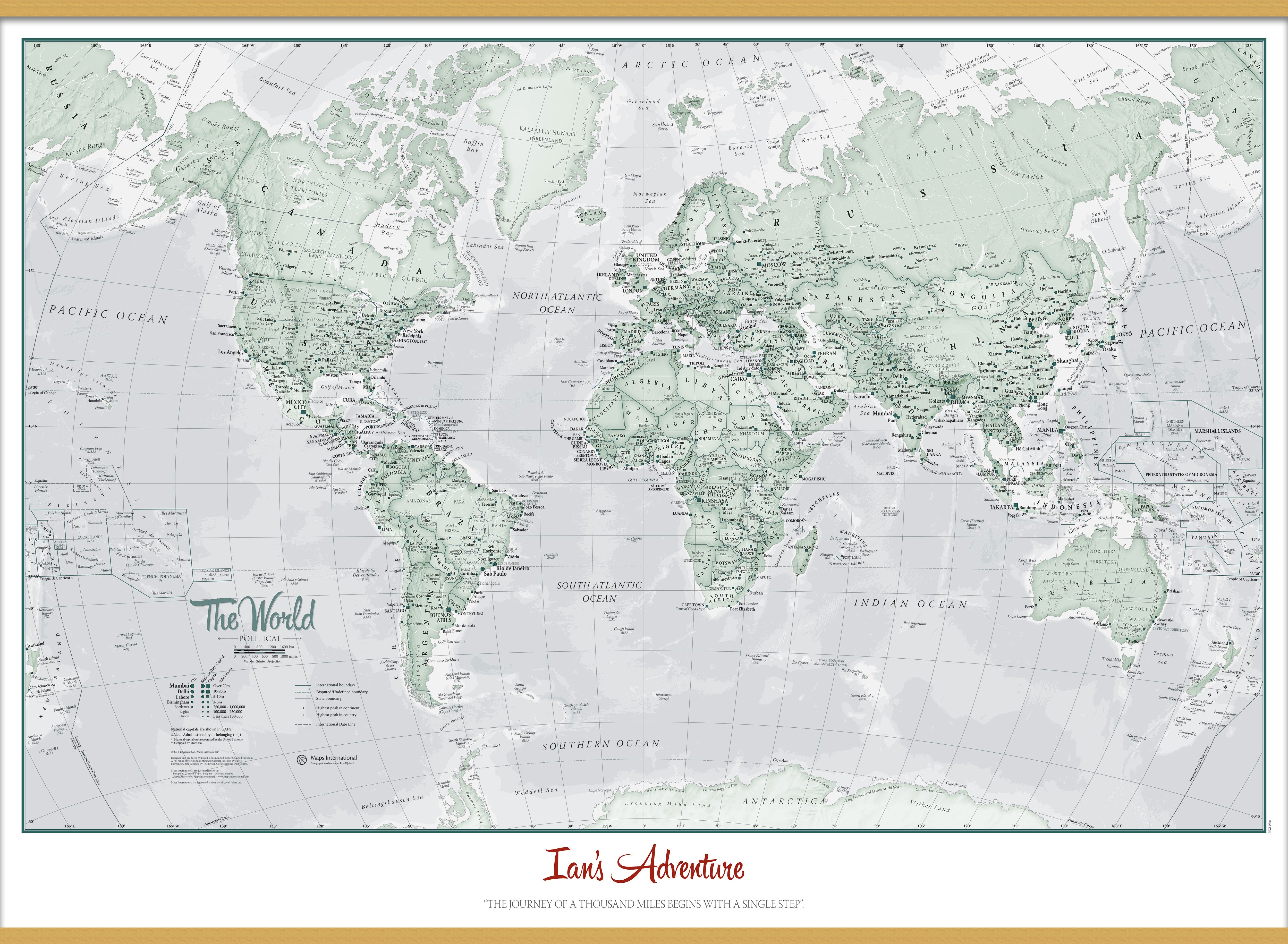PS01227_M_LWDHB - Personalised World Is Art - Wall Map Rustic