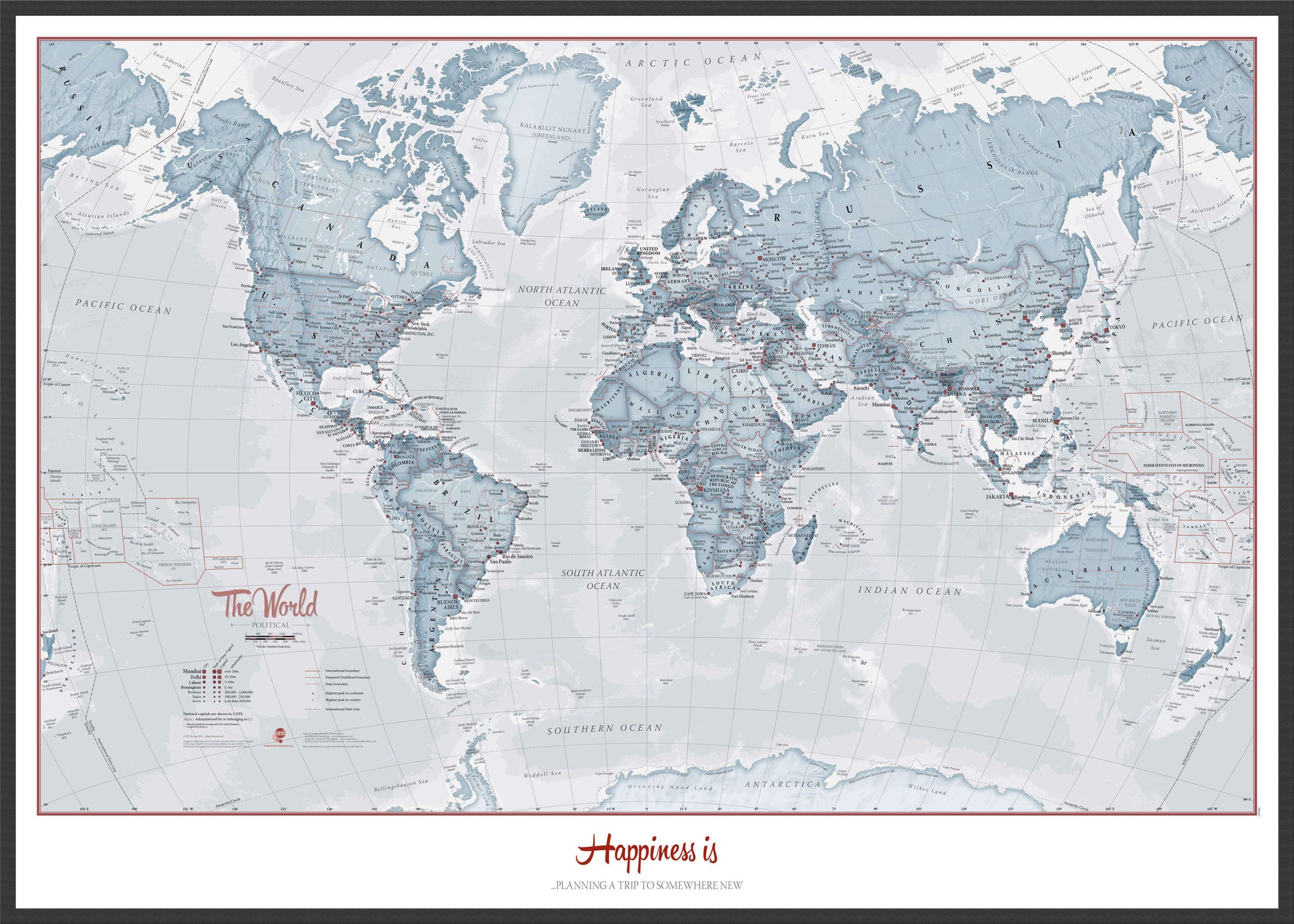 PS01225_L_LBWBL - Personalised World Is Art - Wall Map Teal
