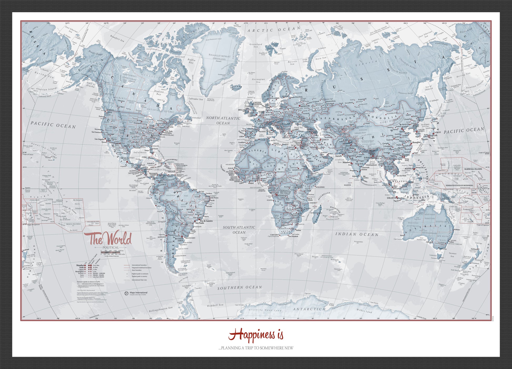 PS01225_S_WDBLA - Personalised World Is Art - Wall Map Teal