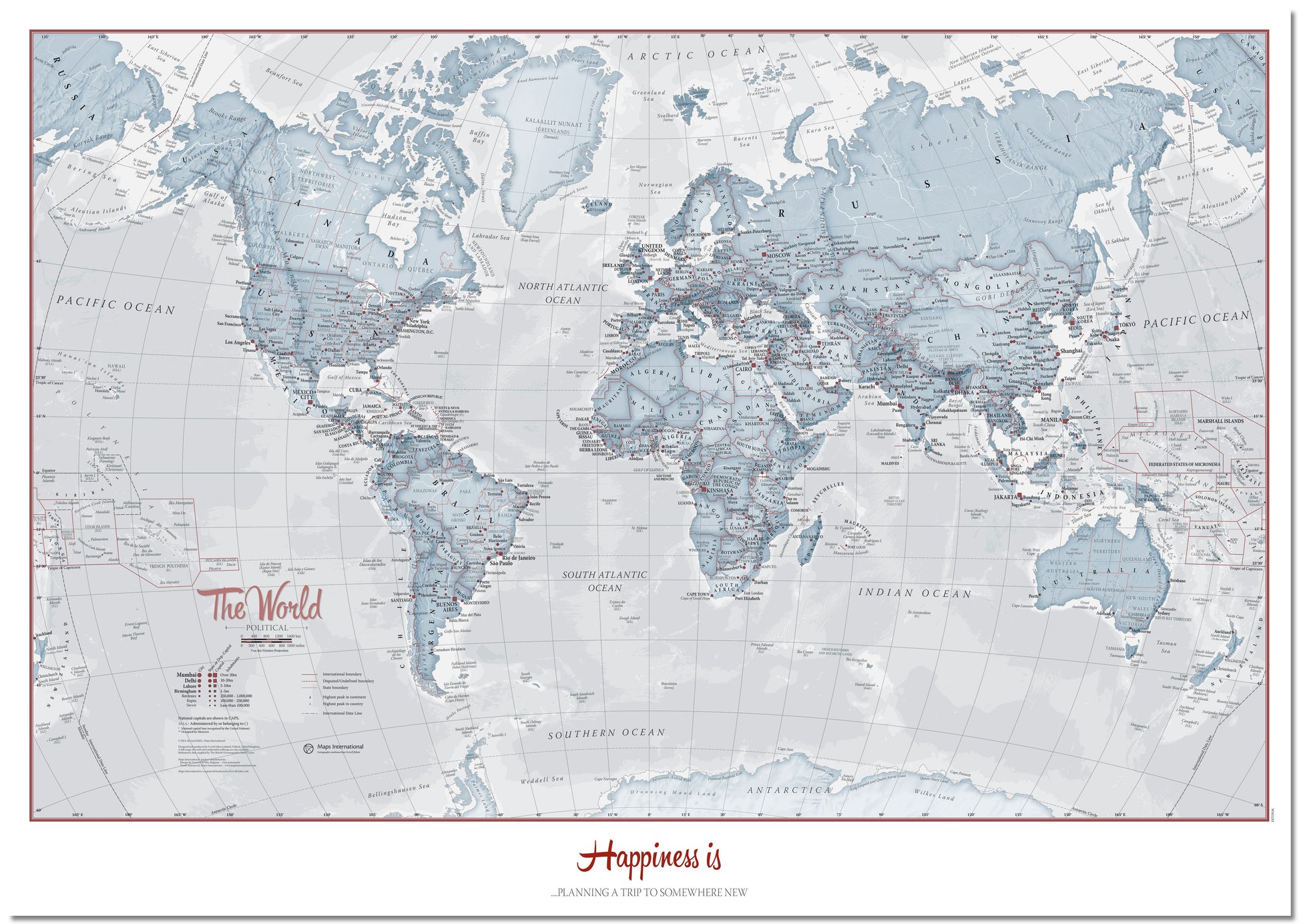 PS01225_L_LMBRD - Personalised World Is Art - Wall Map Teal