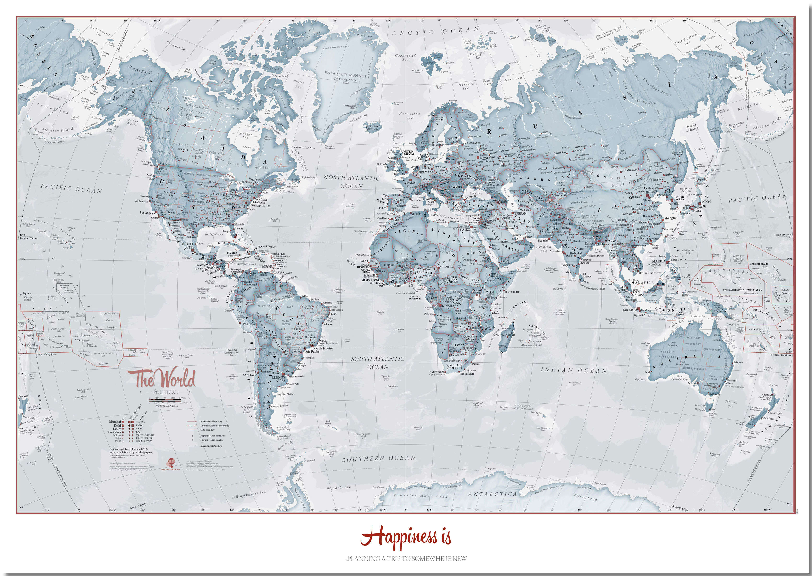 PS01225_M_PNBRD - Personalised World Is Art - Wall Map Teal