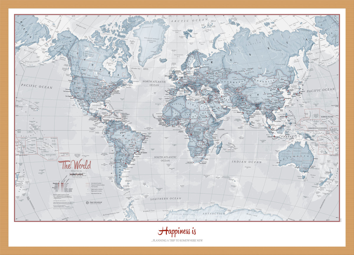 PS01225_M_WDOAK - Personalised World Is Art - Wall Map Teal
