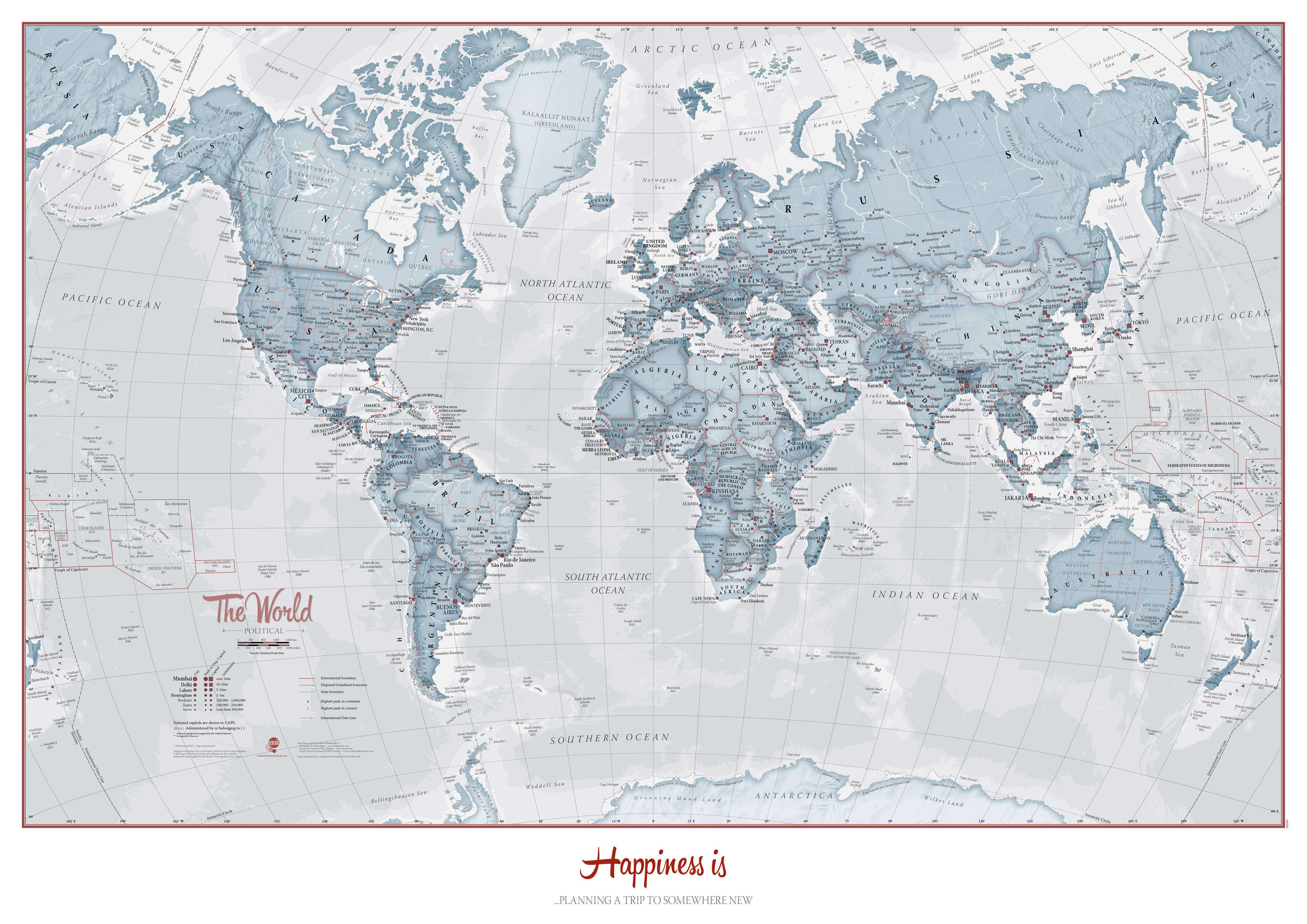 PS01225_L_CANRL - Personalised World Is Art - Wall Map Teal