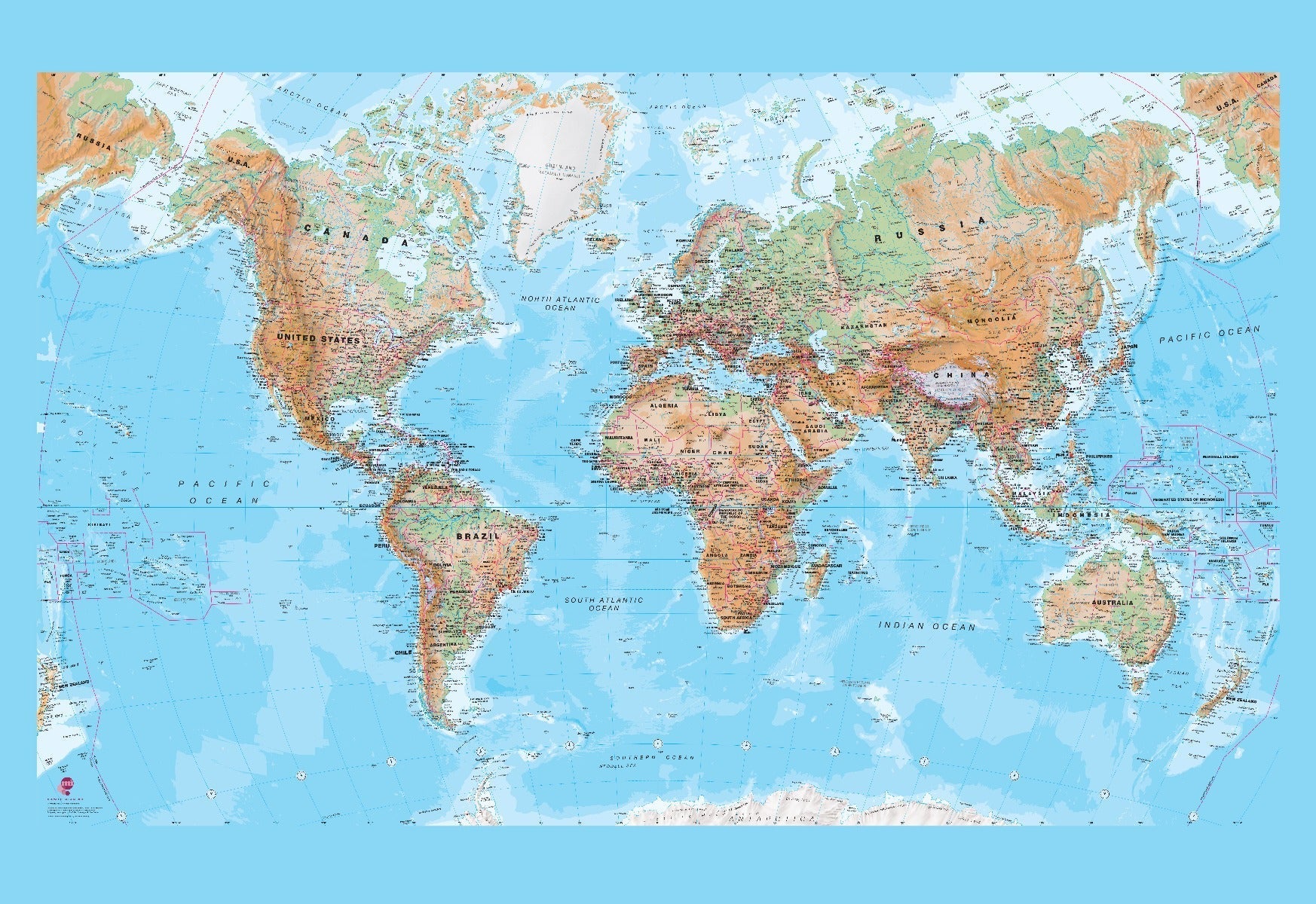 WP01106_X_WPSAM - Physical World Map Wallpaper