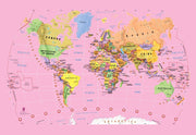 WP00822_X_WPSAM - Pink Children's World Map Wallpaper