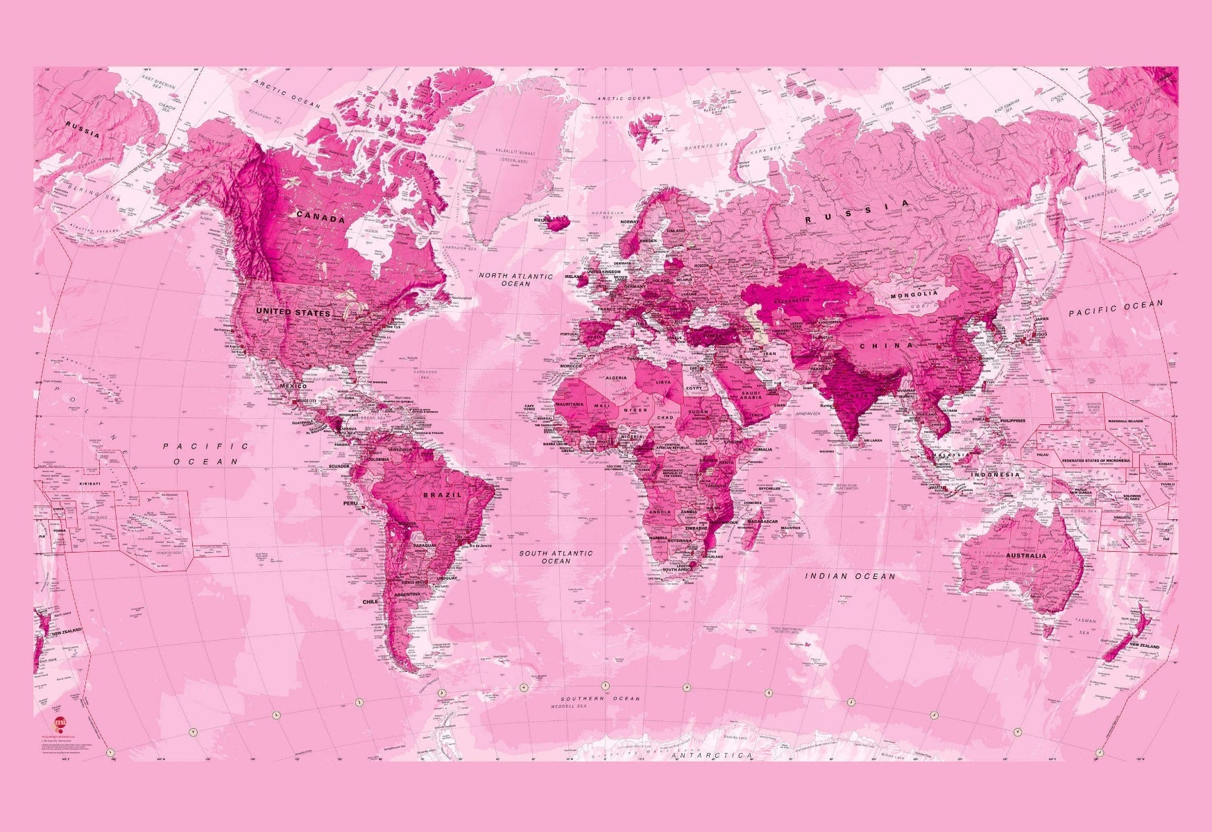 WP00818_X_WPSAM - Pink World Map Wallpaper