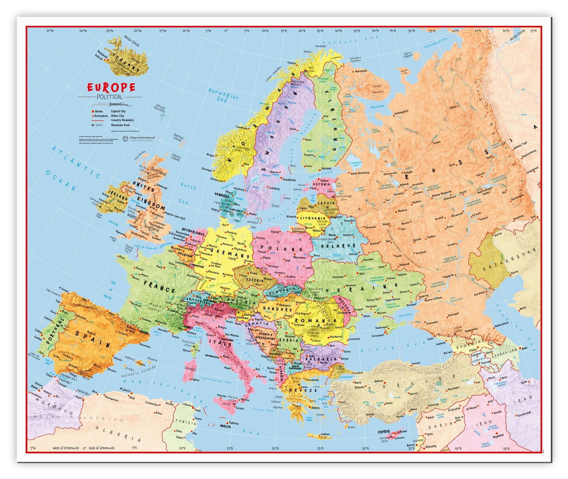 CT00630_L_CANVA - Primary Europe Wall Map Political