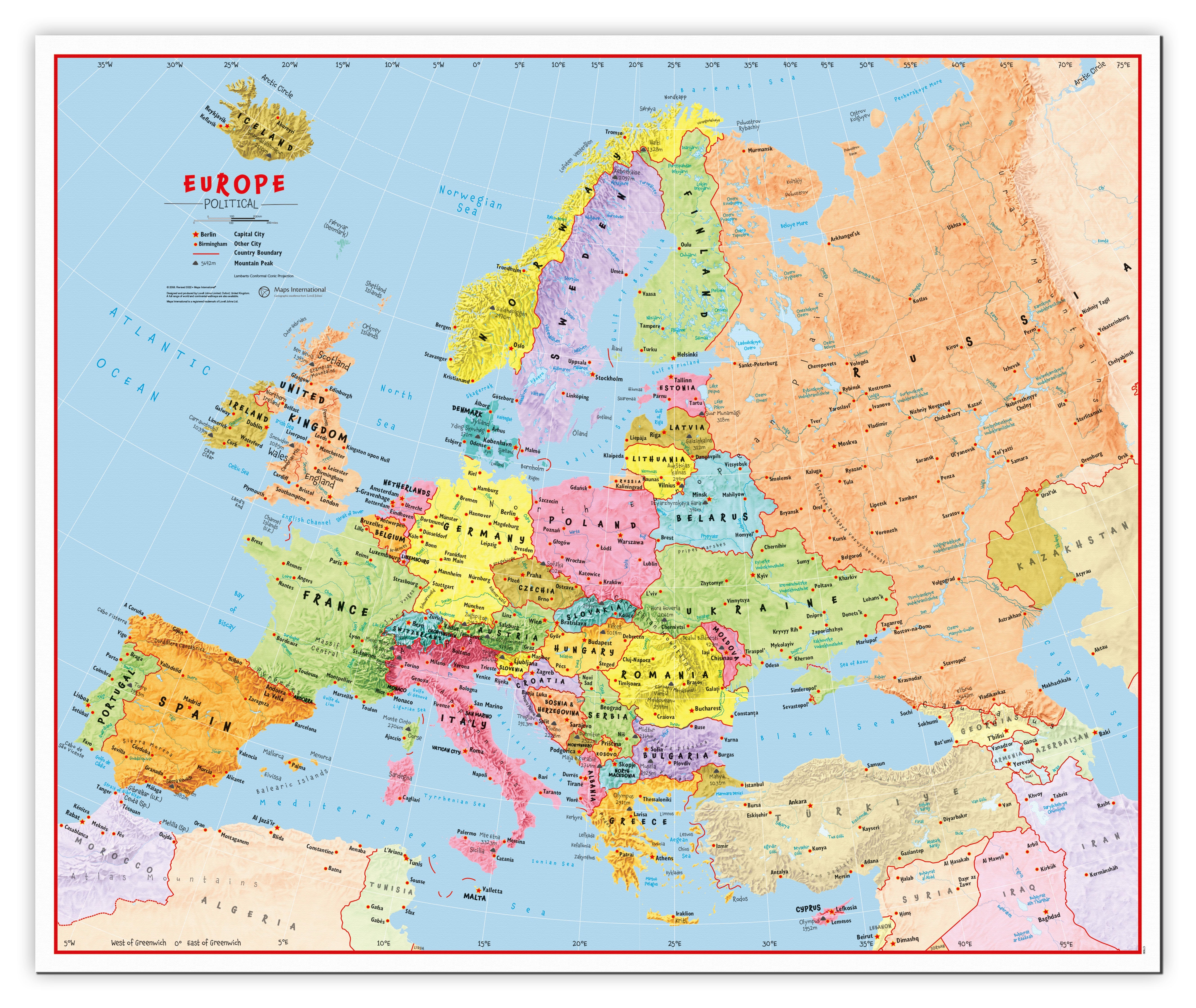CT00630_L_CANVA - Primary Europe Wall Map Political