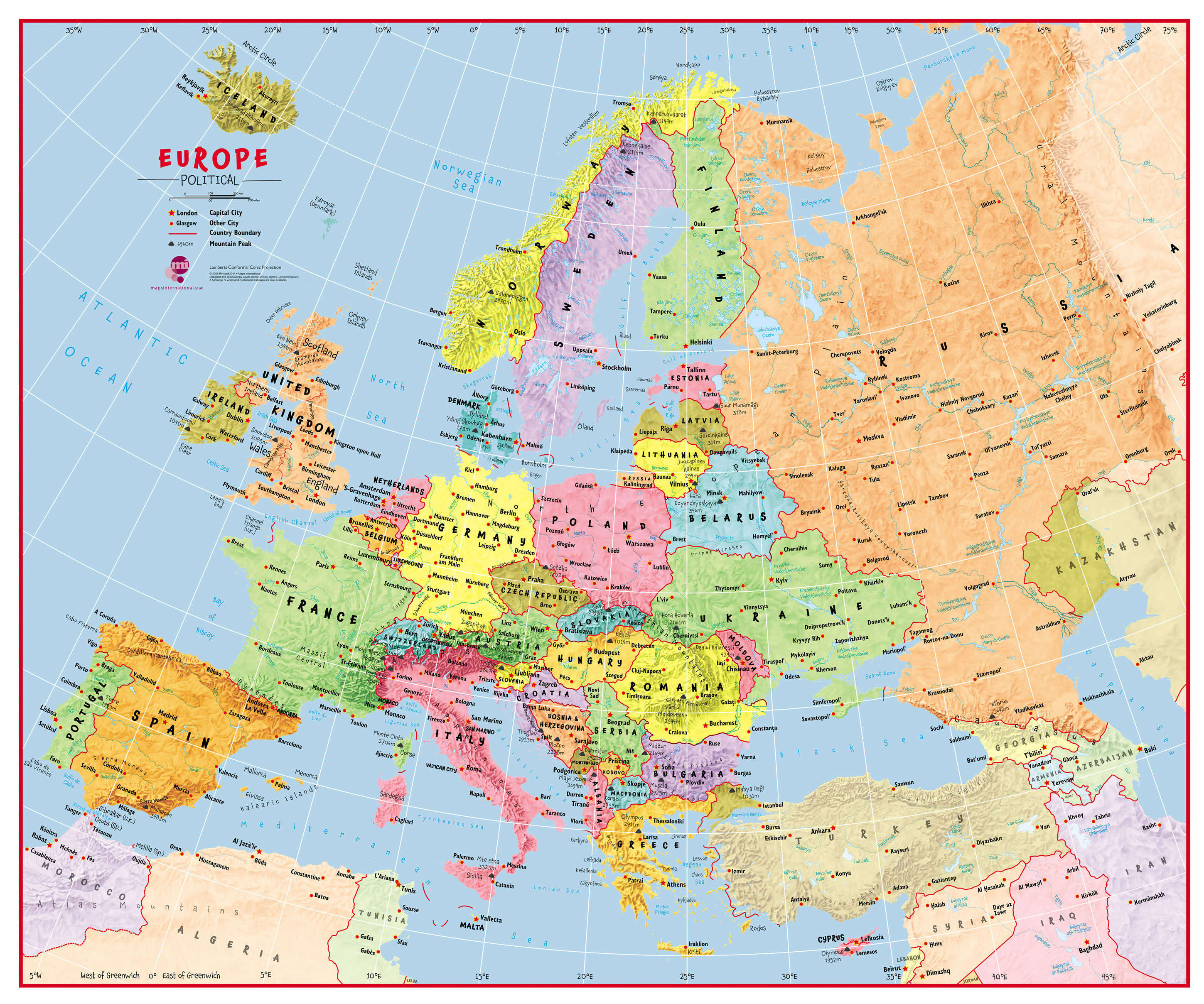CT00630_L_CANRL - Primary Europe Wall Map Political