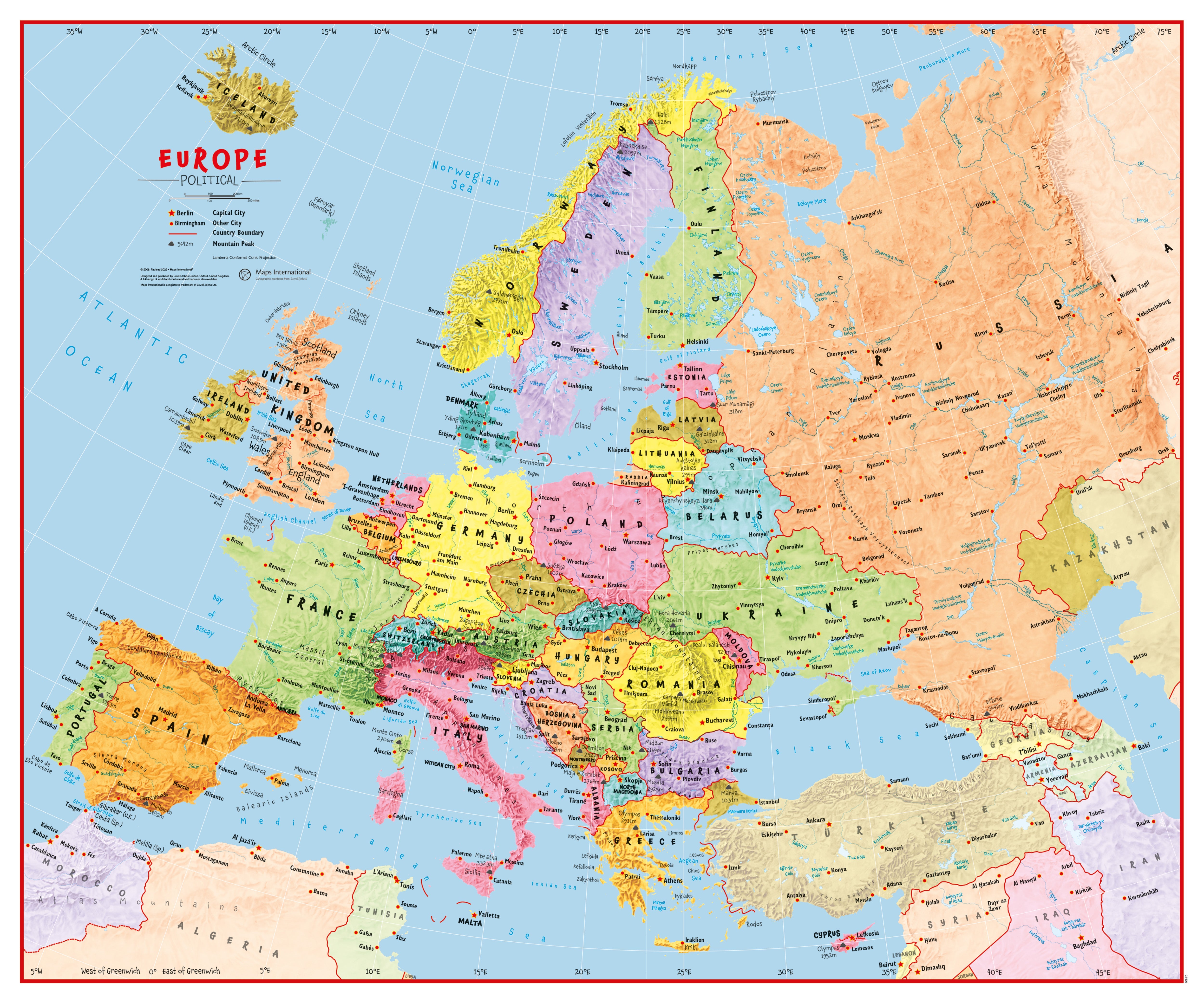 CT00630_L_LAMIN - Primary Europe Wall Map Political