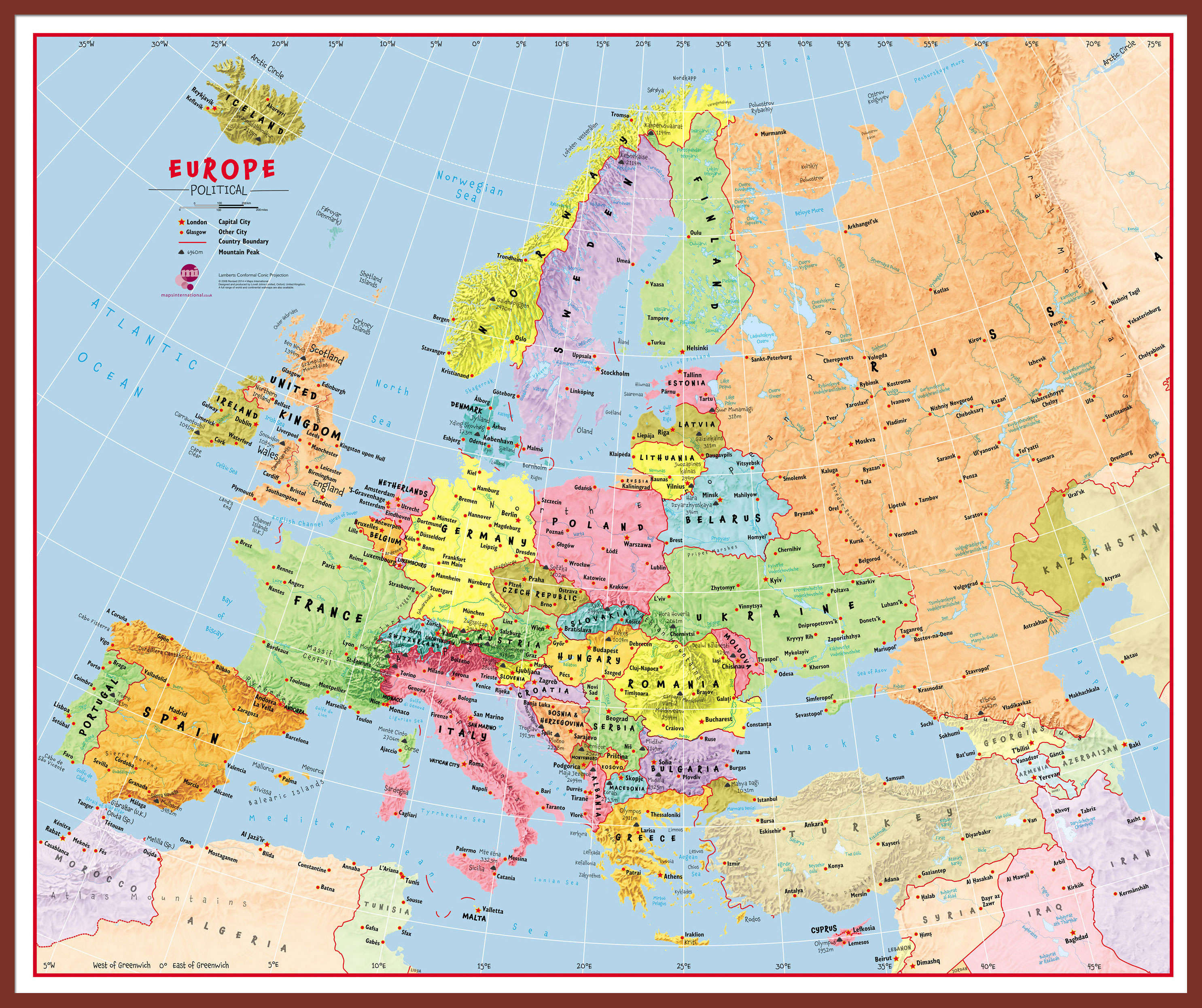 CT00630_L_LBDOK - Primary Europe Wall Map Political