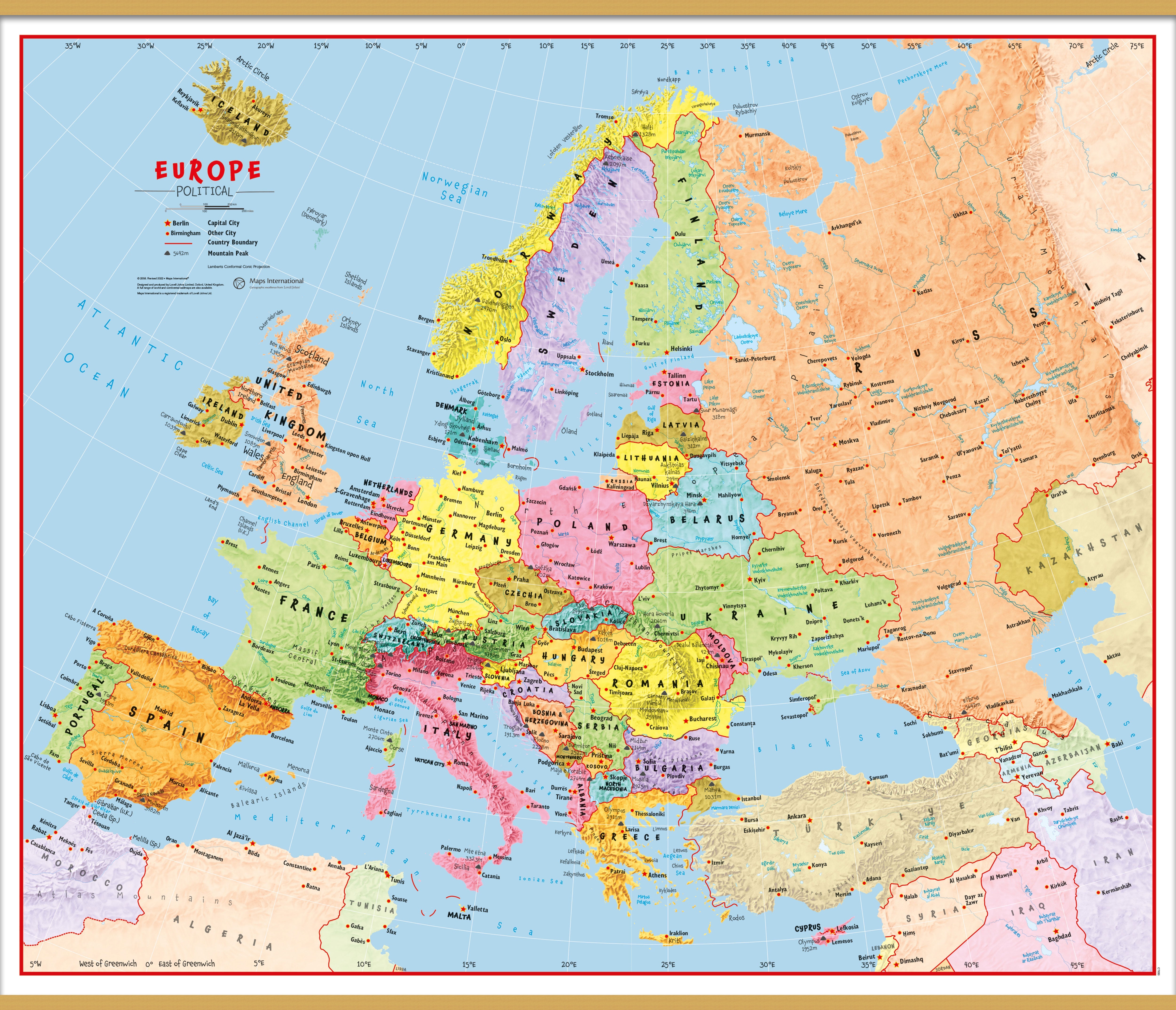 CT00630_L_LWDHB - Primary Europe Wall Map Political