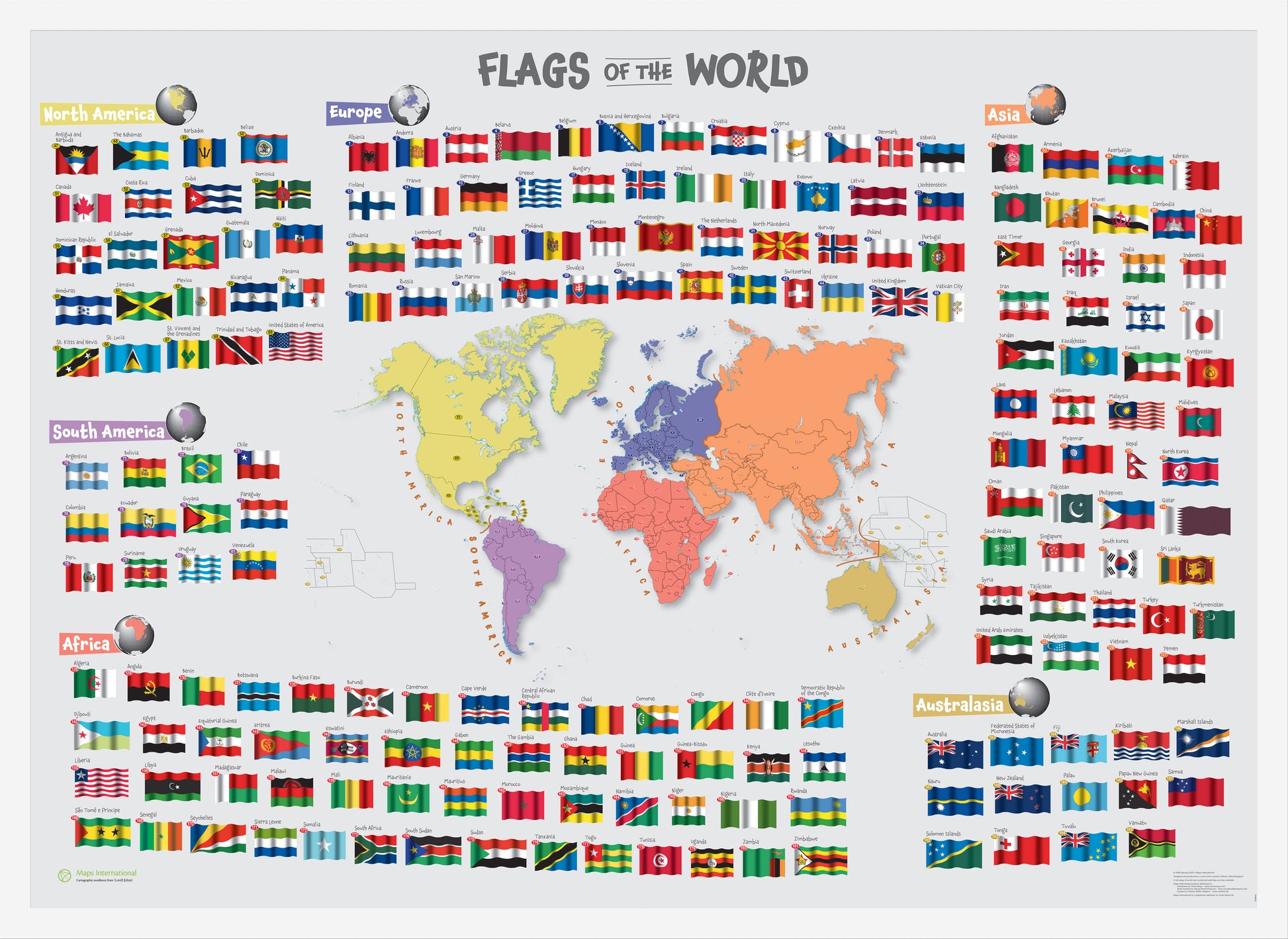 Primary Flags Of The World Poster White Frame