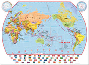 WM00455_L_LMBRD - Primary Pacific Centred World Wall Map Political with flags