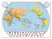 WM00455_L_CANVA - Primary Pacific Centred World Wall Map Political with flags