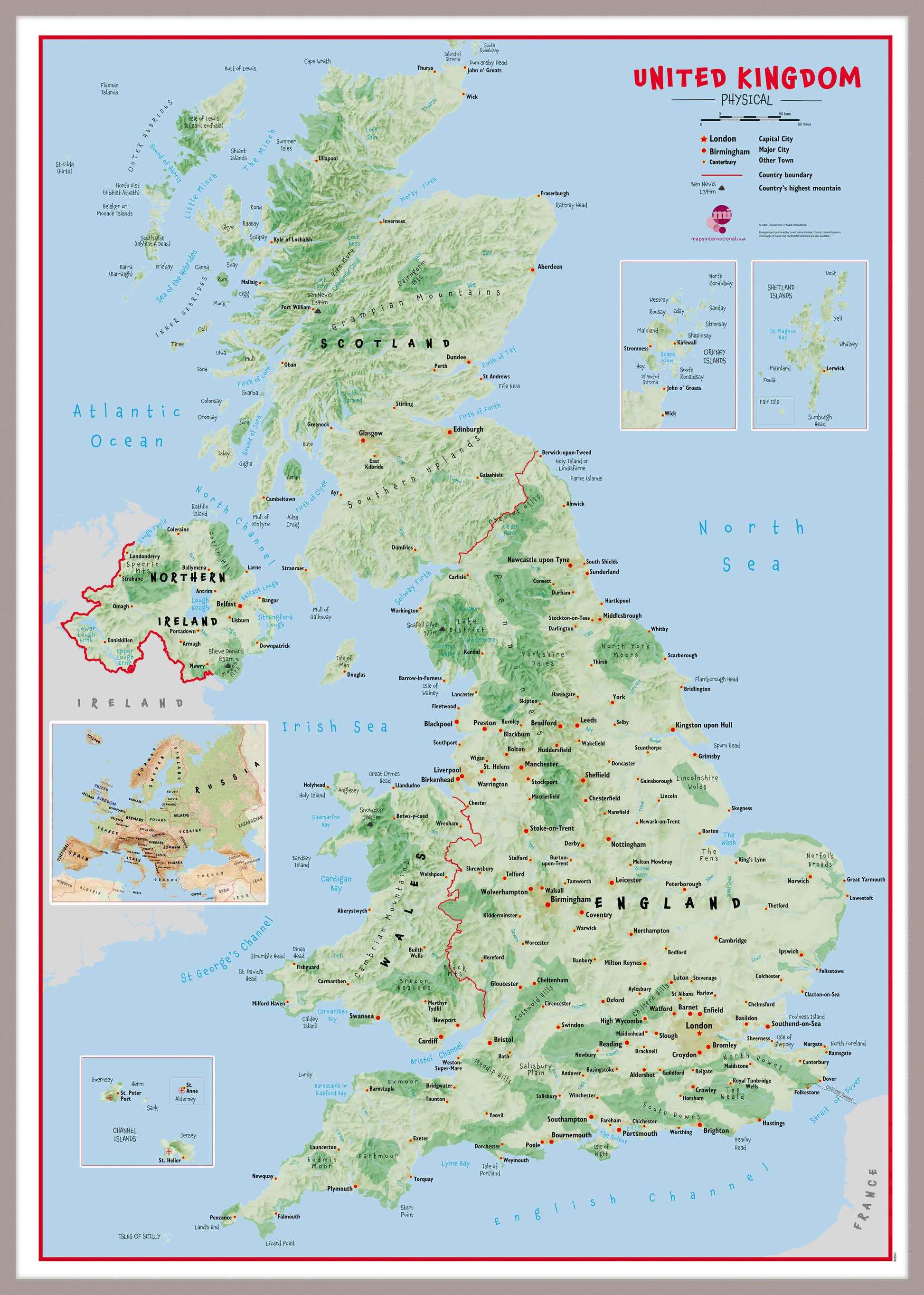 UK00629_L_MGFAL - Primary UK Wall Map Physical