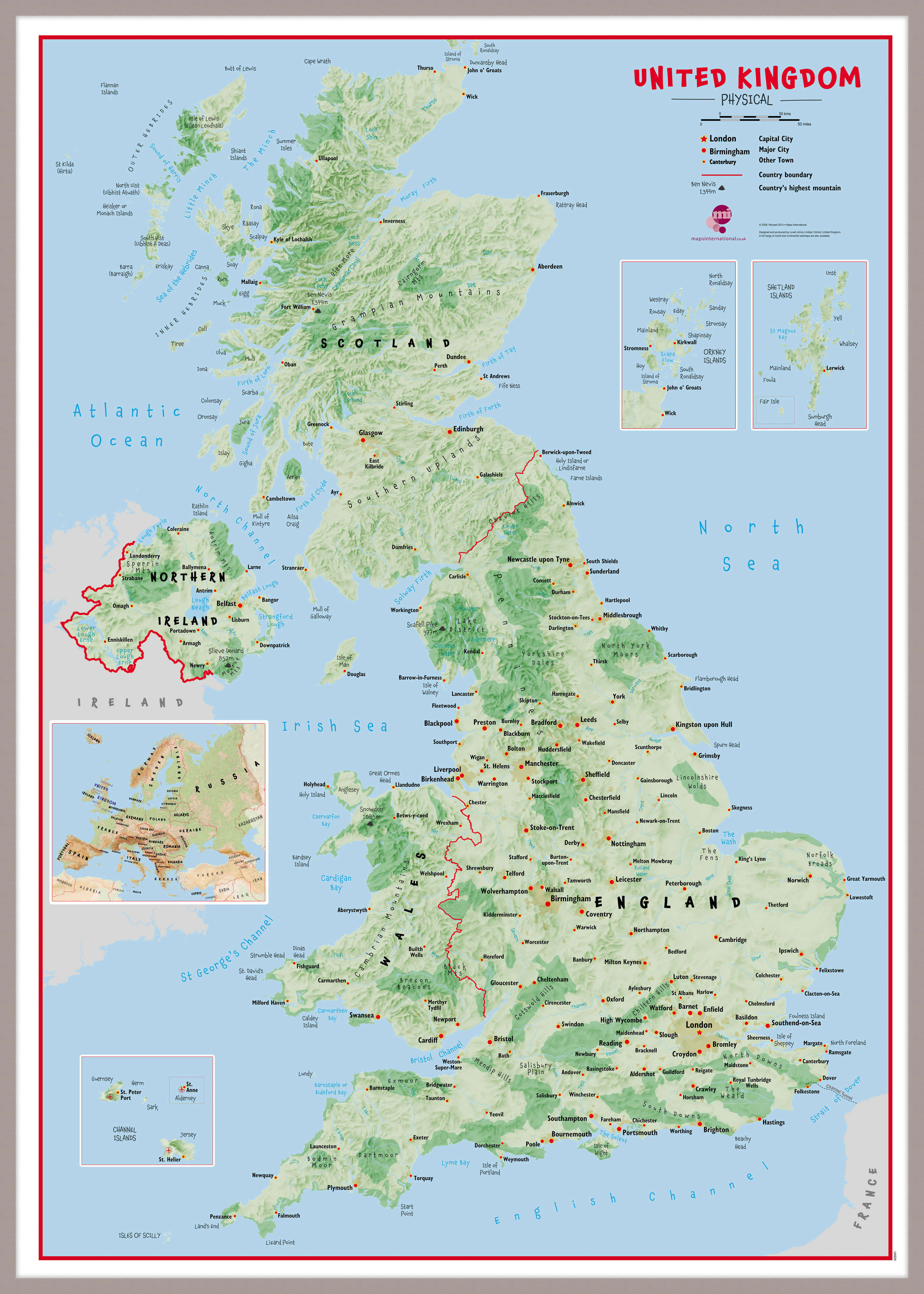 UK00629_L_MGFAL - Primary UK Wall Map Physical