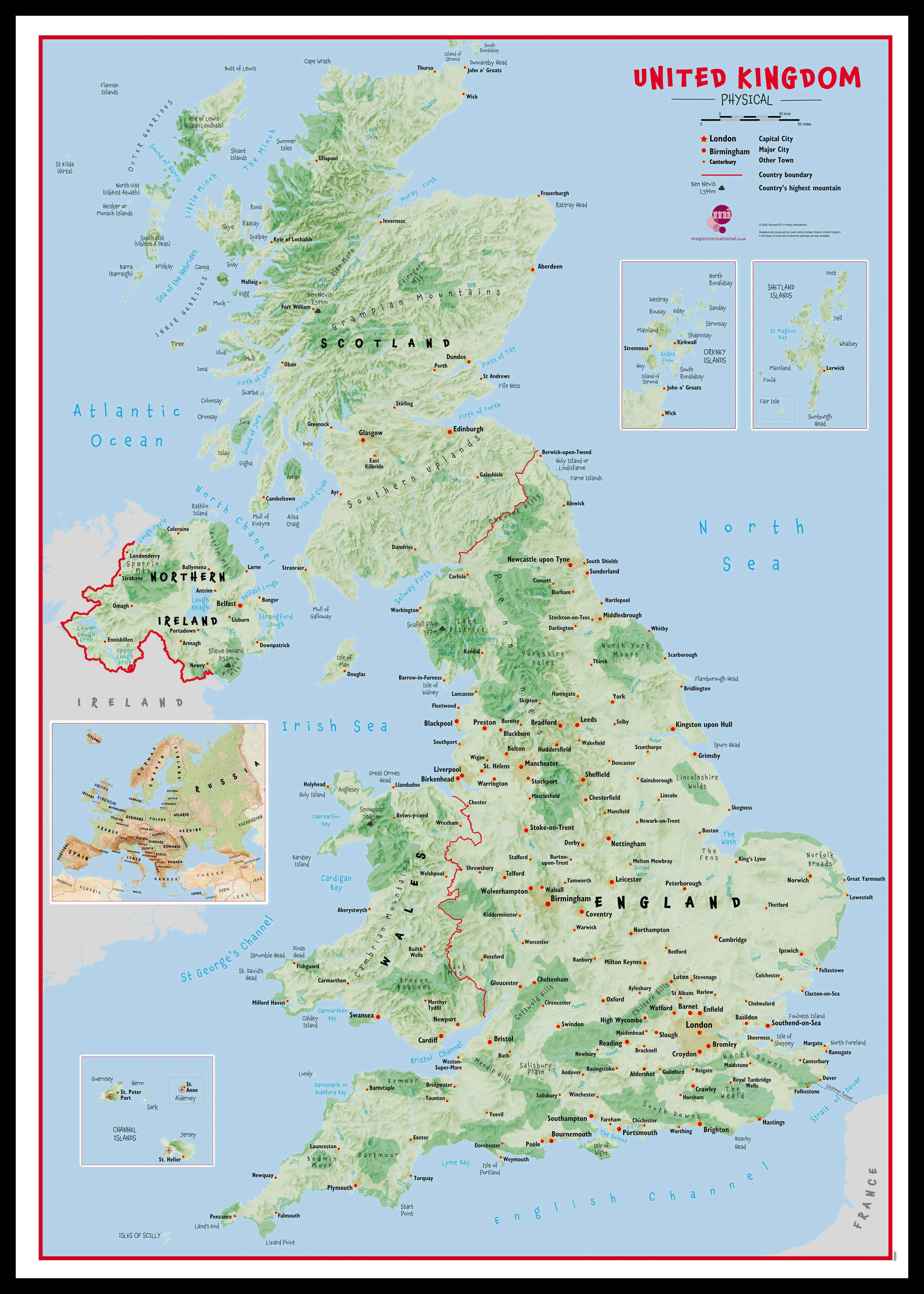 UK00629_L_LBDBL - Primary UK Wall Map Physical