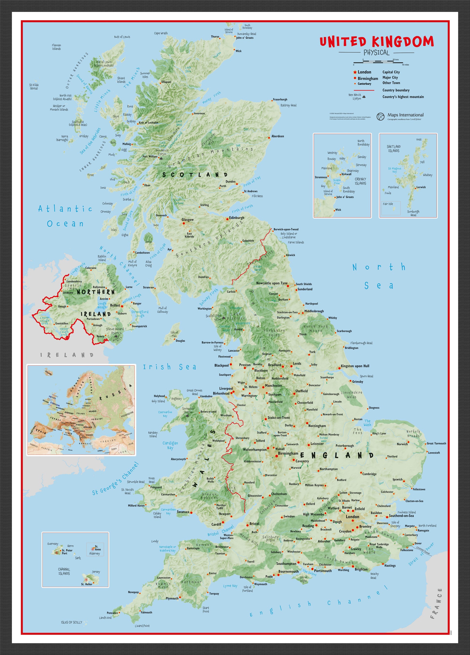 UK00629_L_WDBLA - Primary UK Wall Map Physical