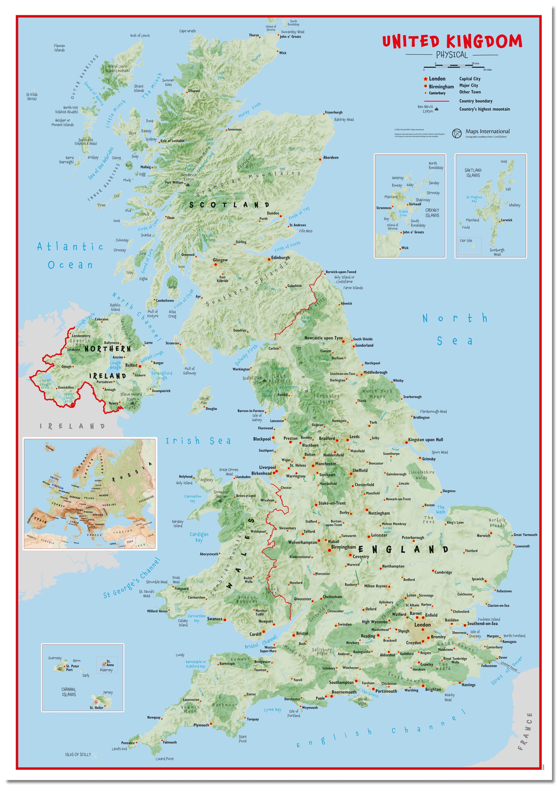 UK00629_L_LMBRD - Primary UK Wall Map Physical