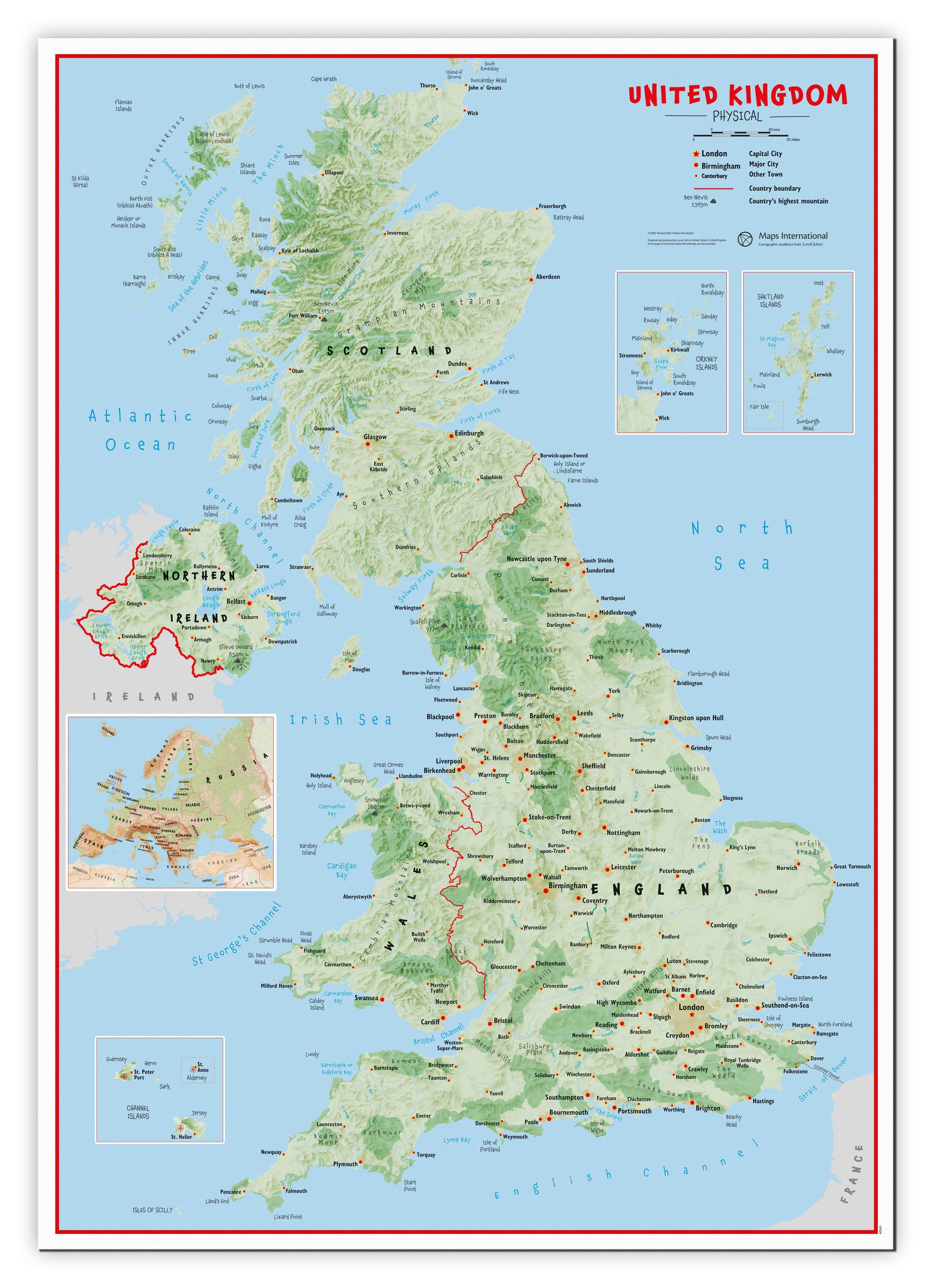UK00629_L_CANVA - Primary UK Wall Map Physical