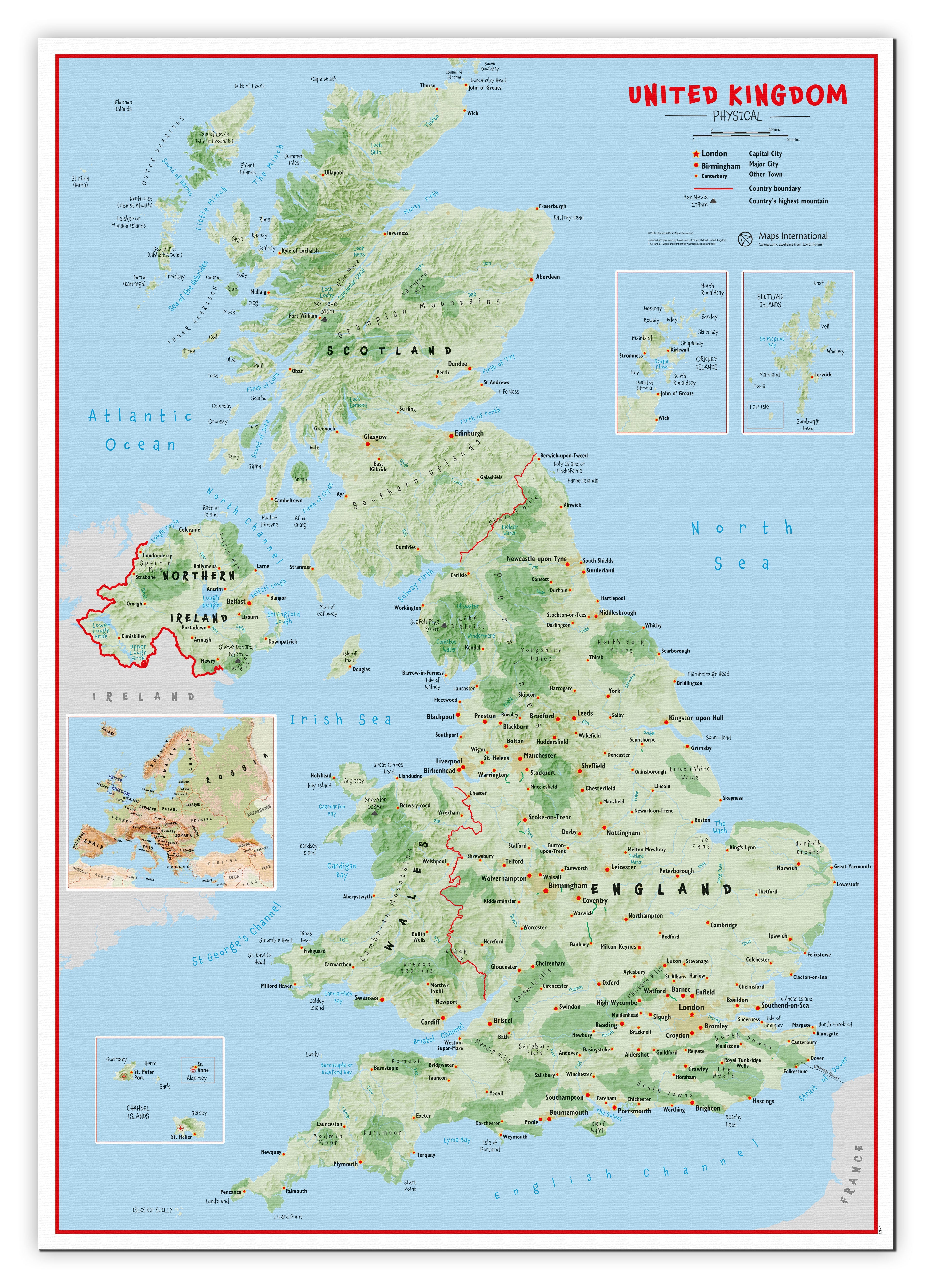 UK00629_L_CANVA - Primary UK Wall Map Physical