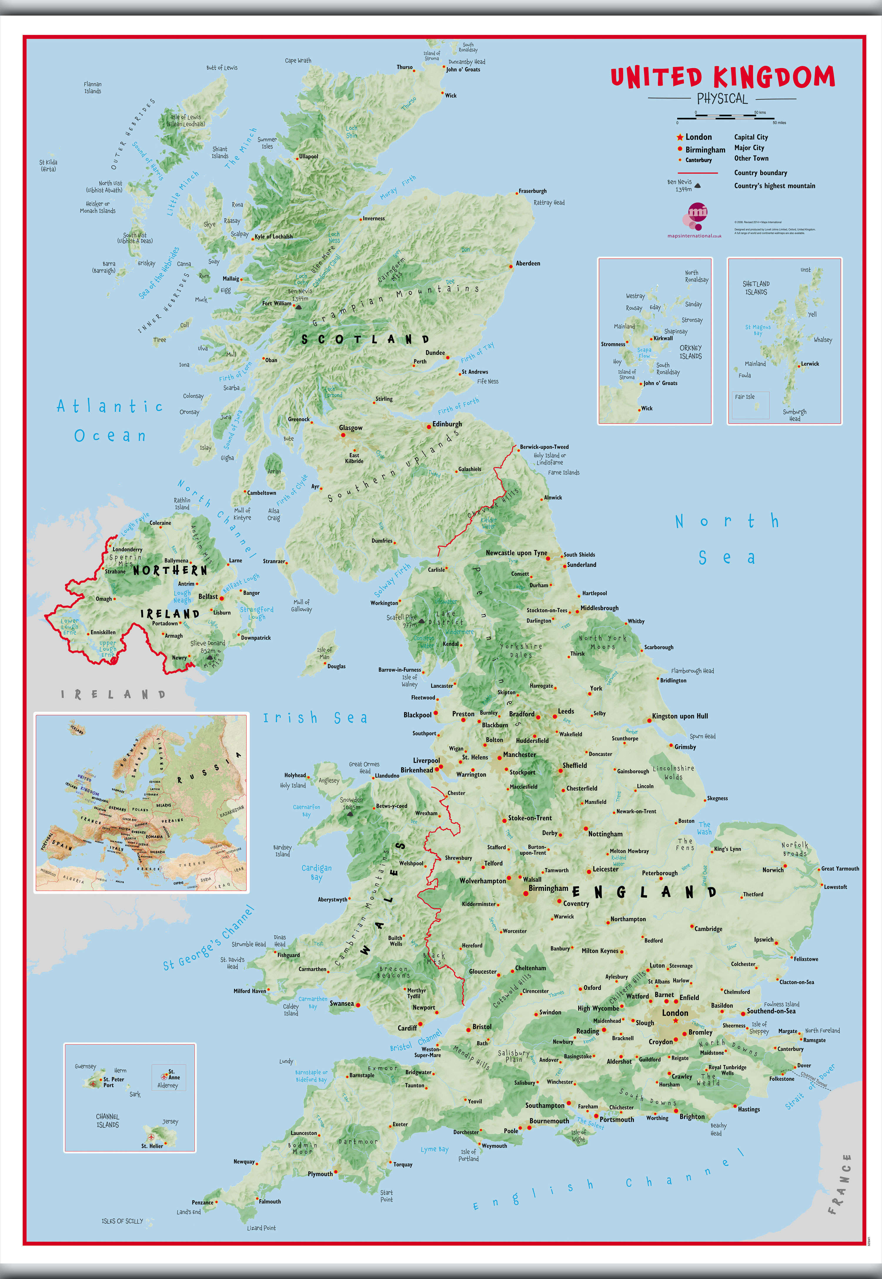 UK00629_L_CANHB - Primary UK Wall Map Physical