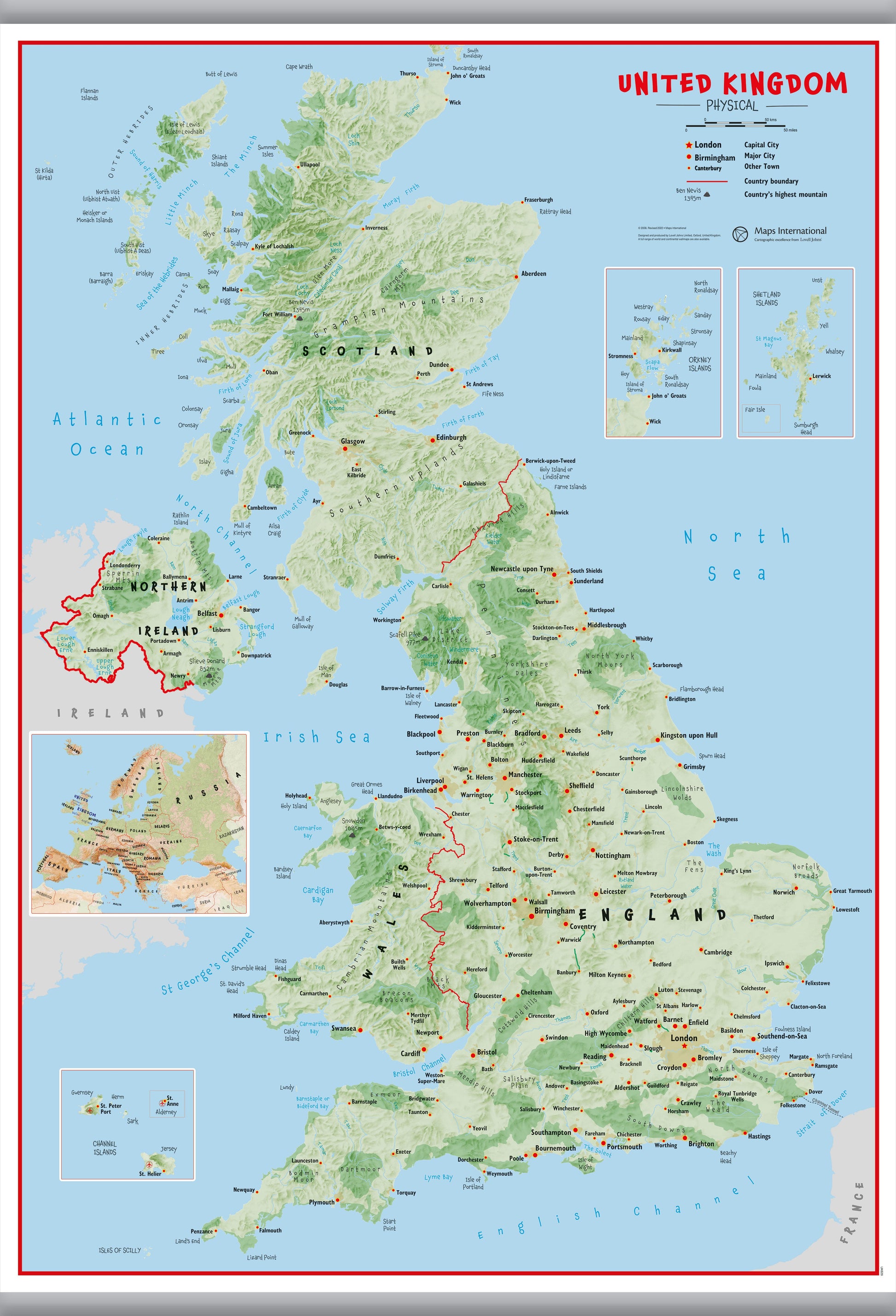UK00629_L_LAMHB - Primary UK Wall Map Physical