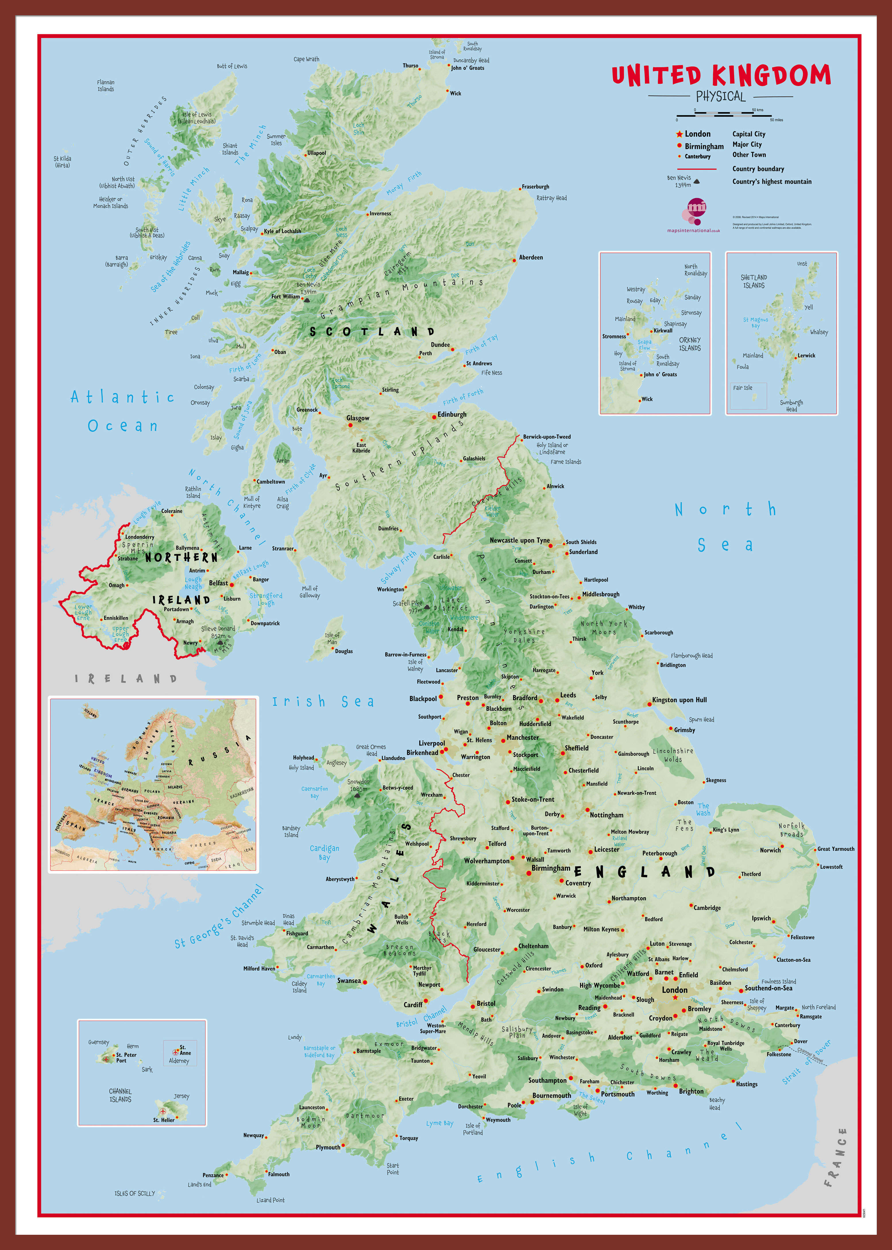 UK00629_L_LBDOK - Primary UK Wall Map Physical