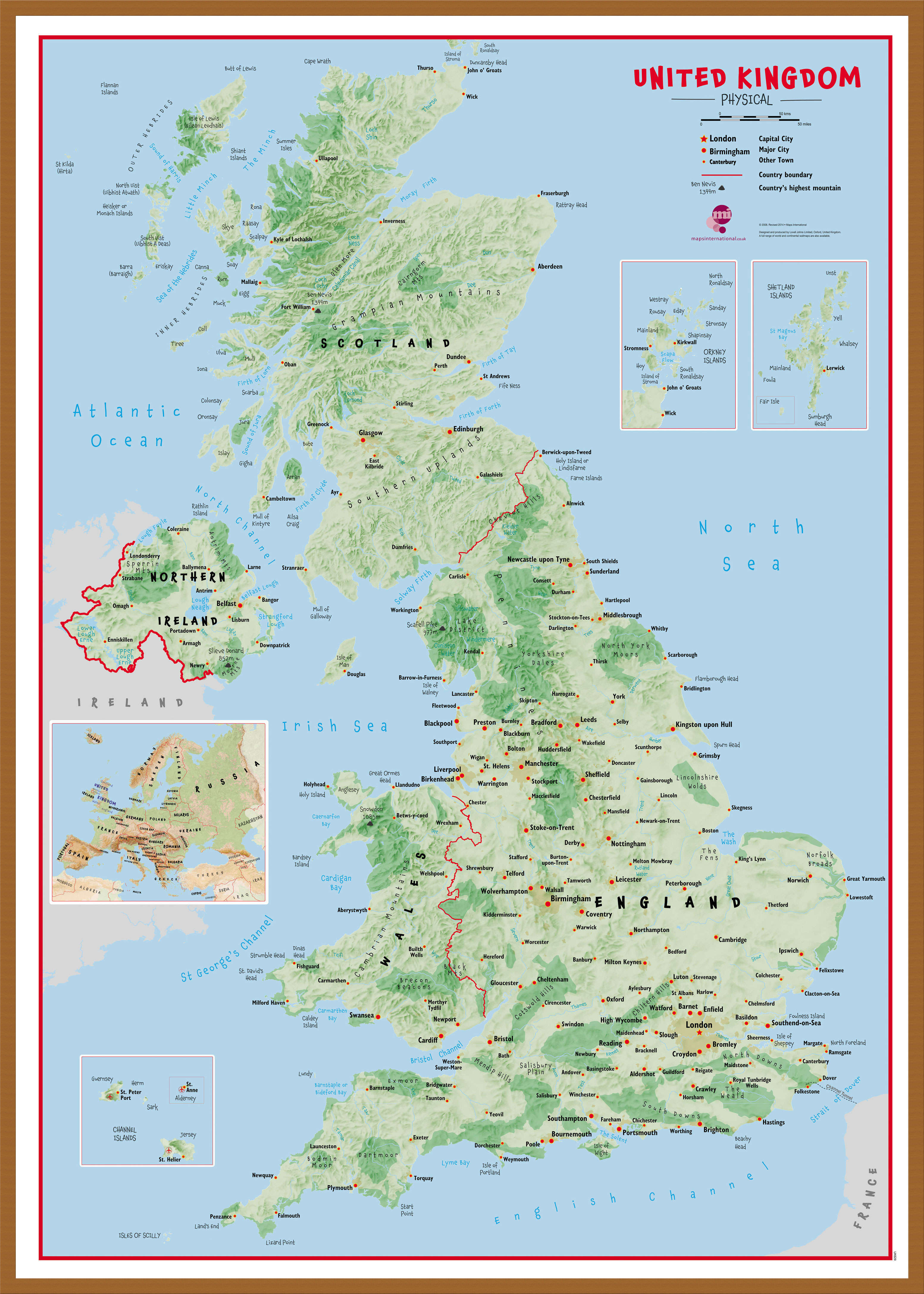 UK00629_L_LBWTE - Primary UK Wall Map Physical