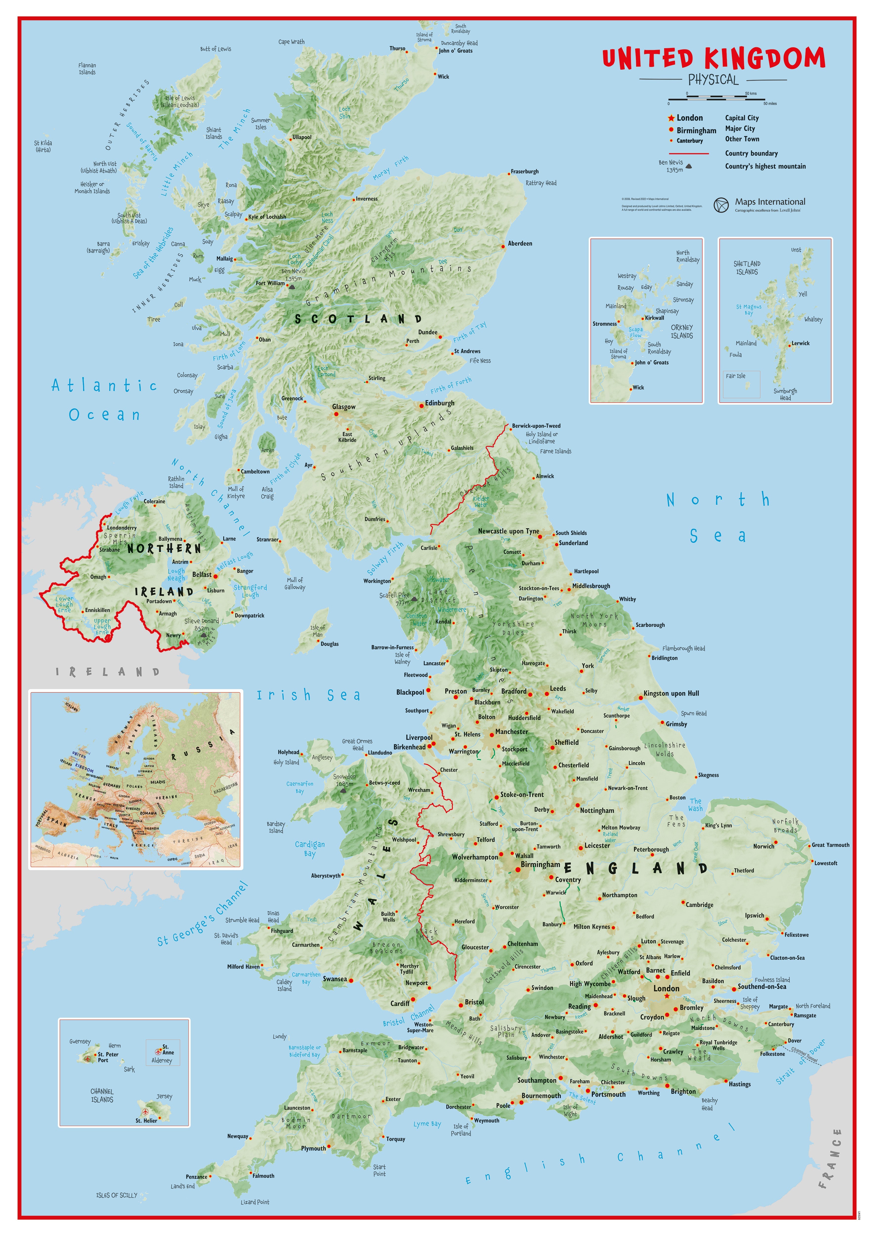 UK00629_H_PAPER - Primary UK Wall Map Physical