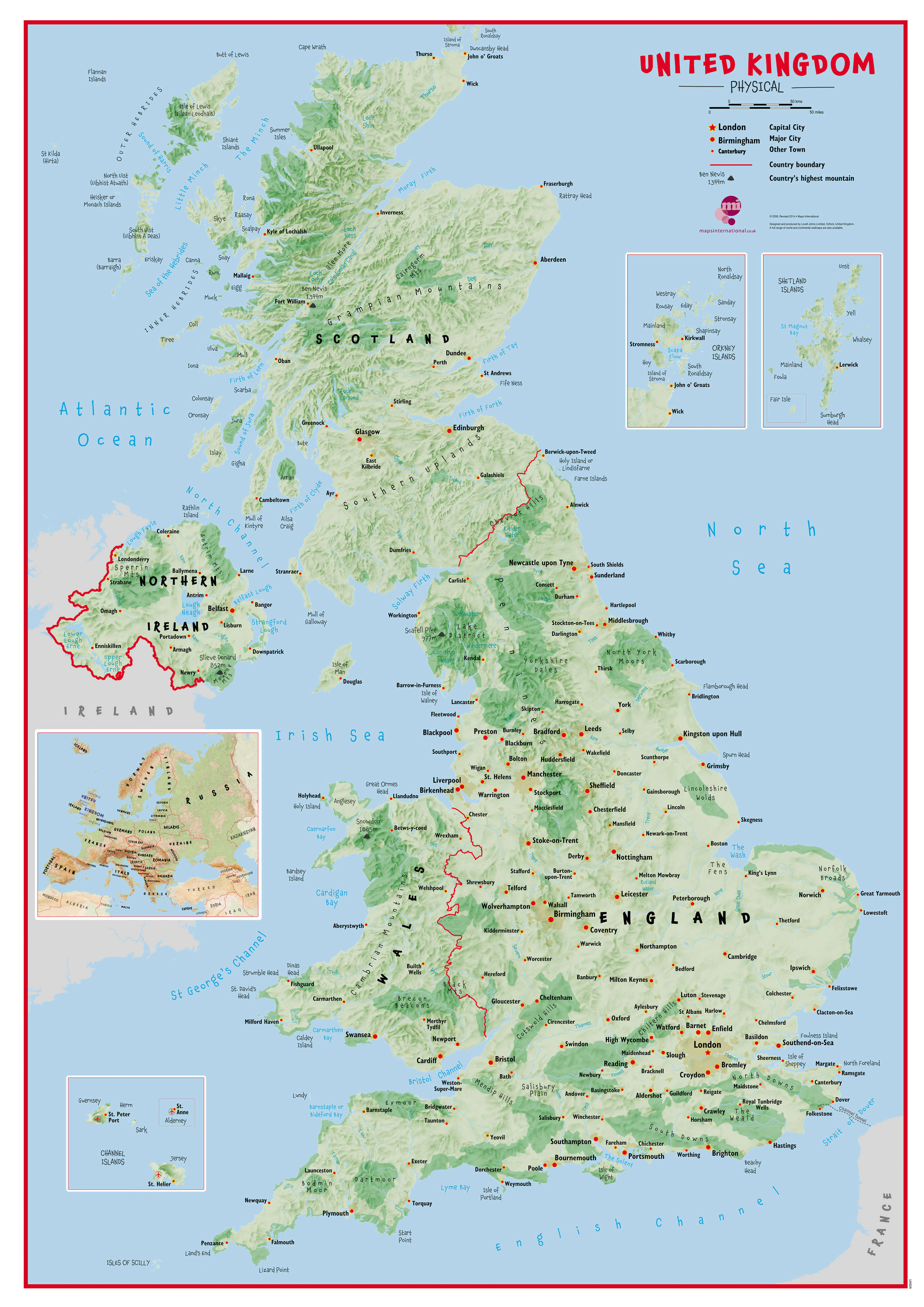 UK00629_L_CANRL - Primary UK Wall Map Physical