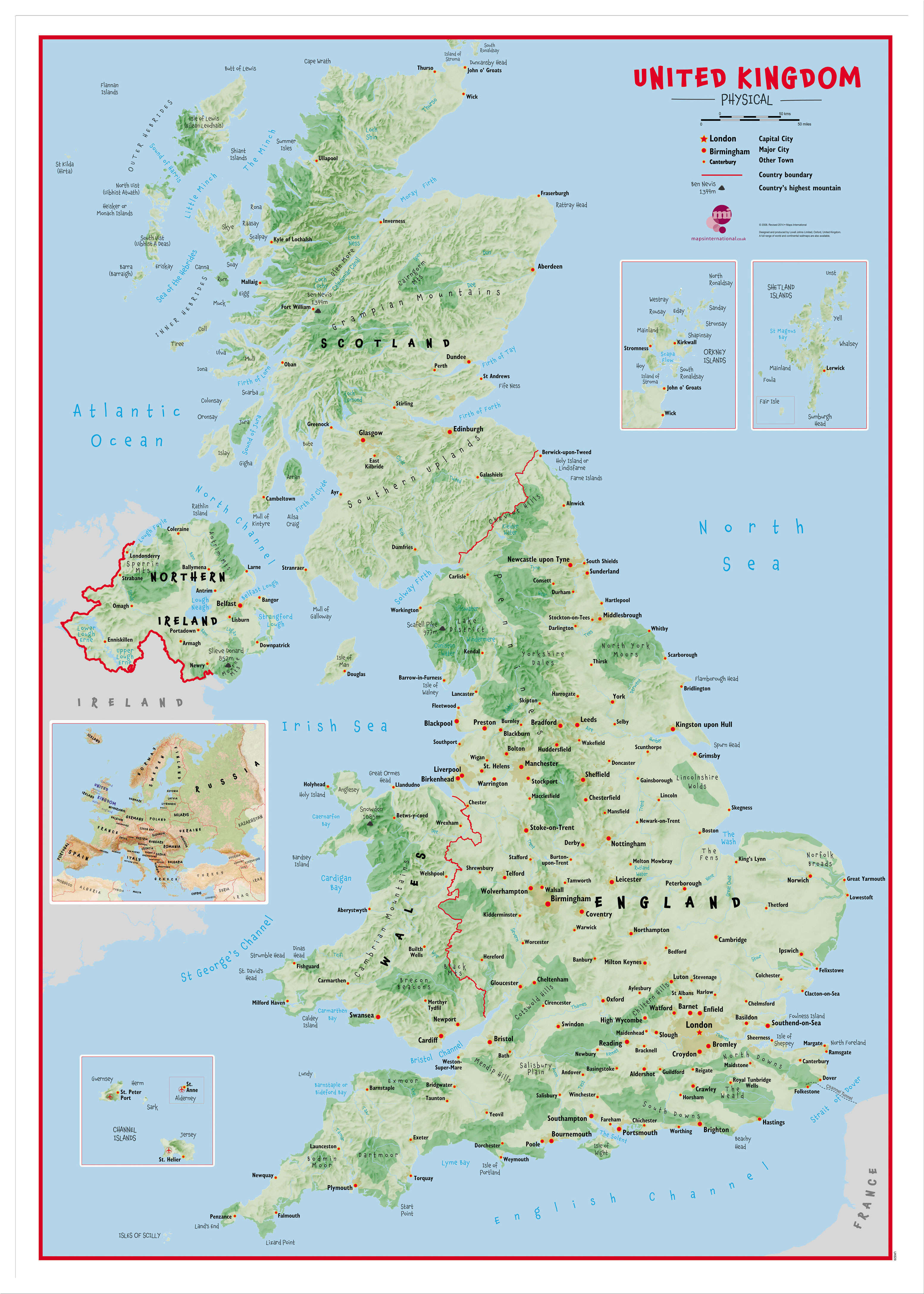 UK00629_L_LBWWH - Primary UK Wall Map Physical