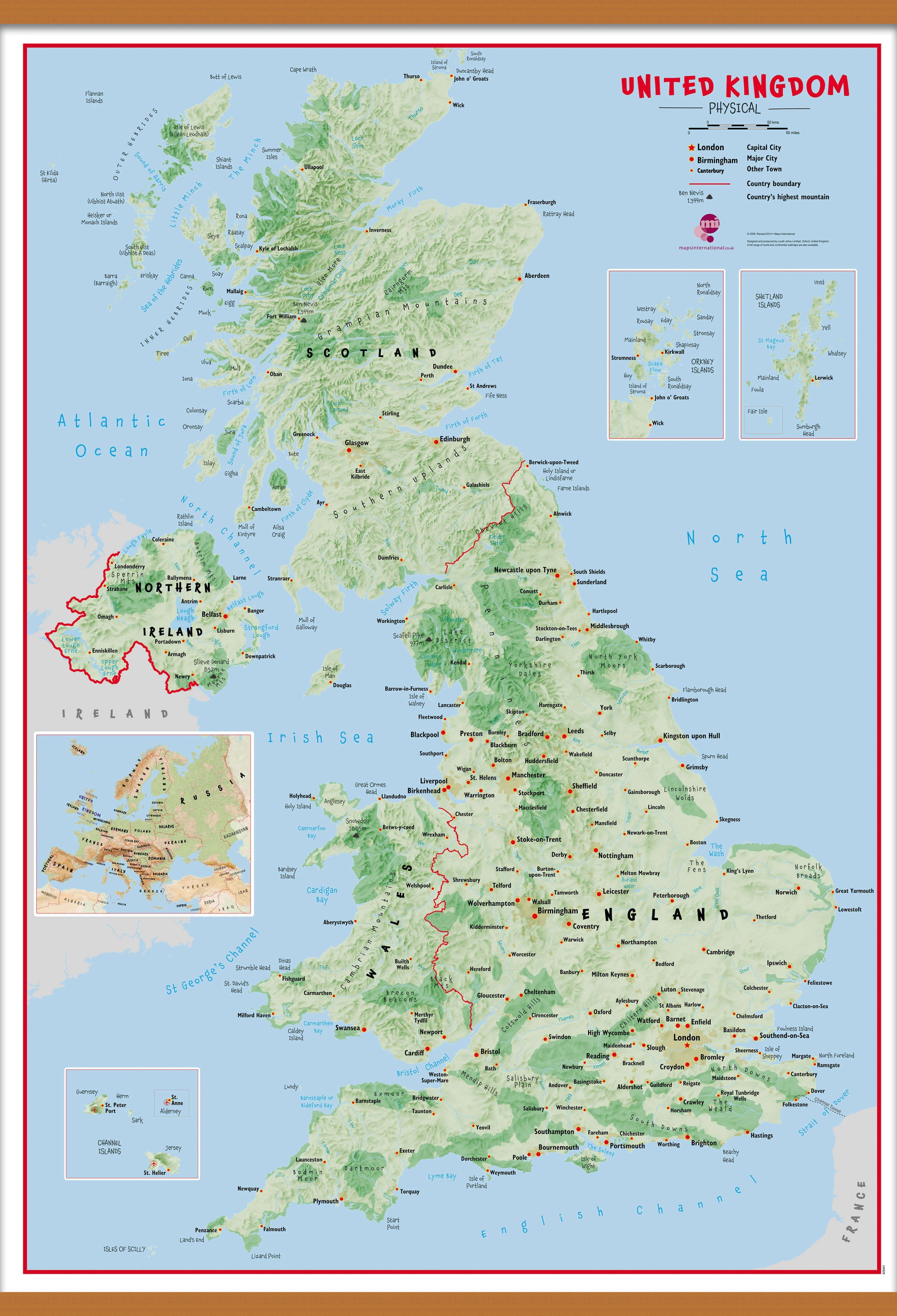 UK00629_L_CWDHB - Primary UK Wall Map Physical